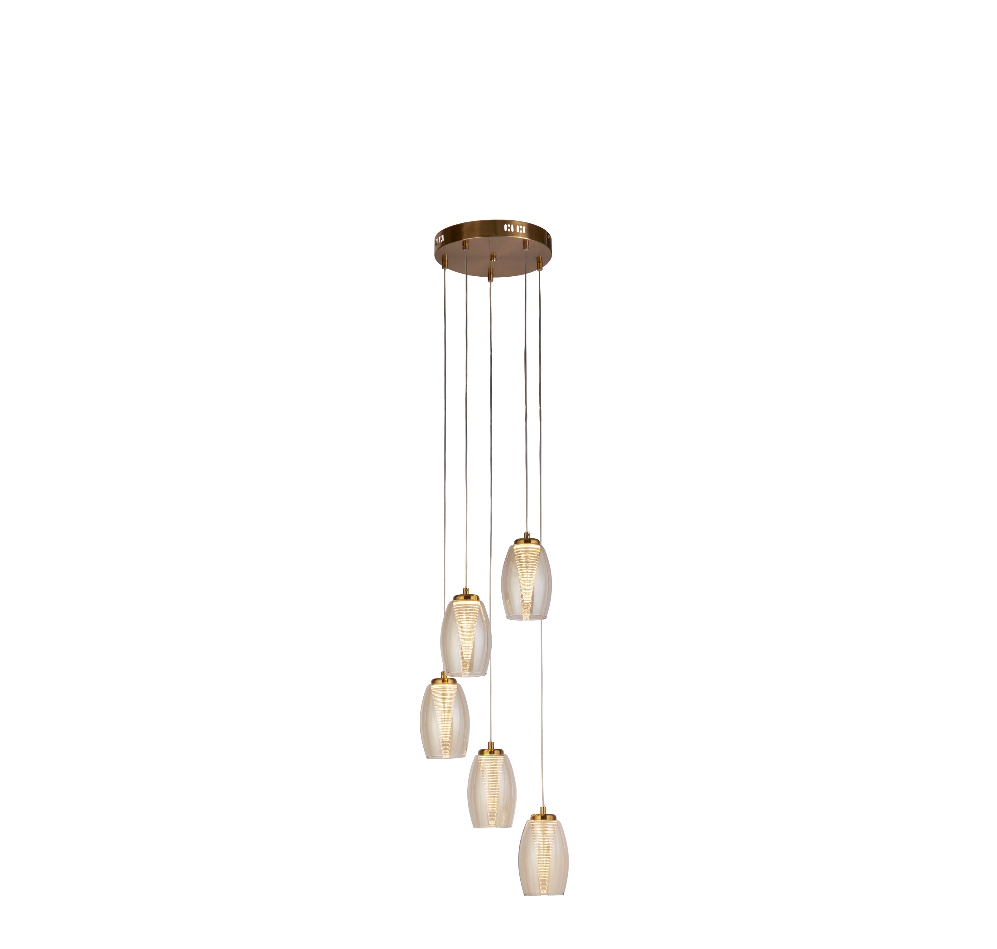 Searchlight Chapman 5 Light Pendant - Bronze & Champagne Glass