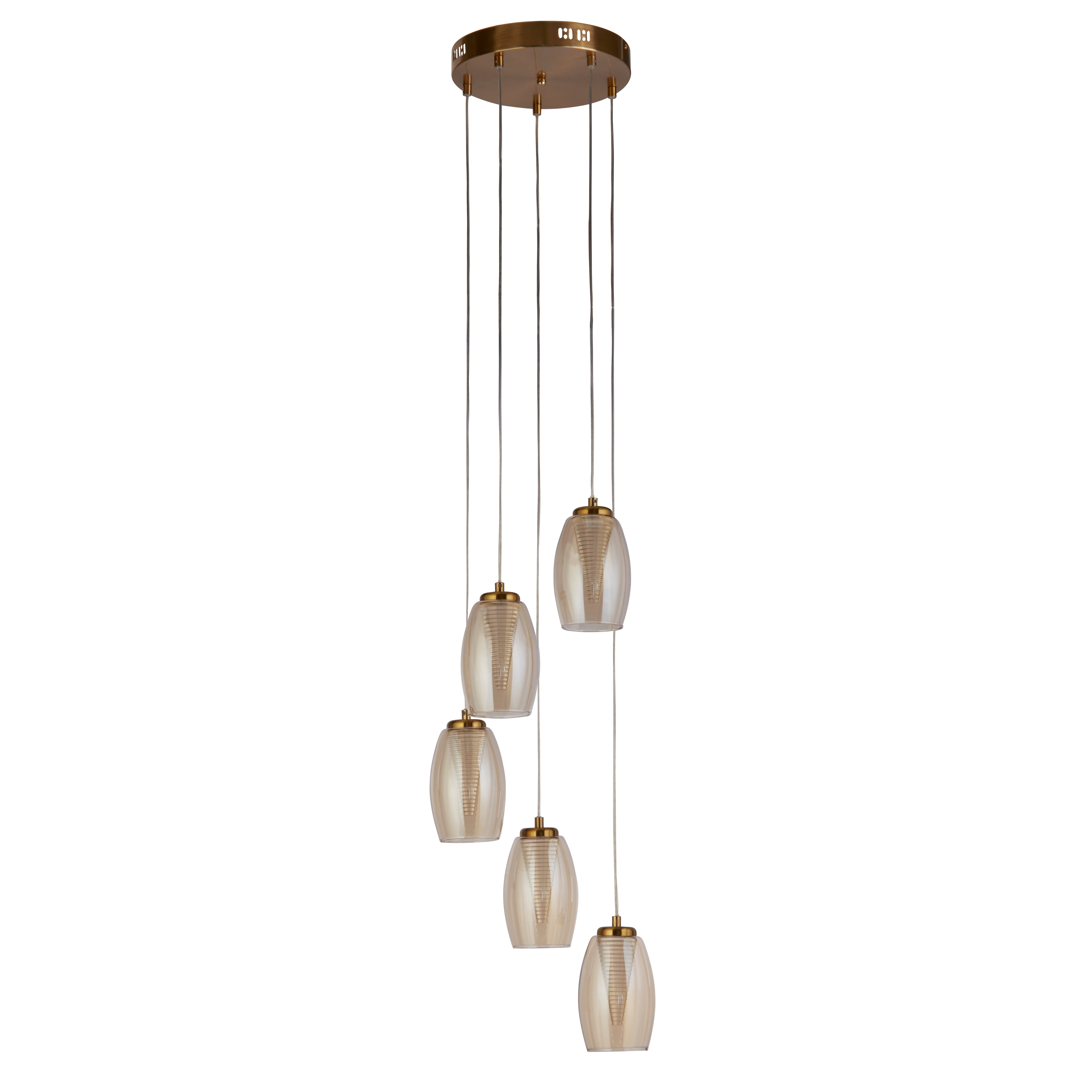 Searchlight Chapman 5 Light Pendant - Bronze & Champagne Glass