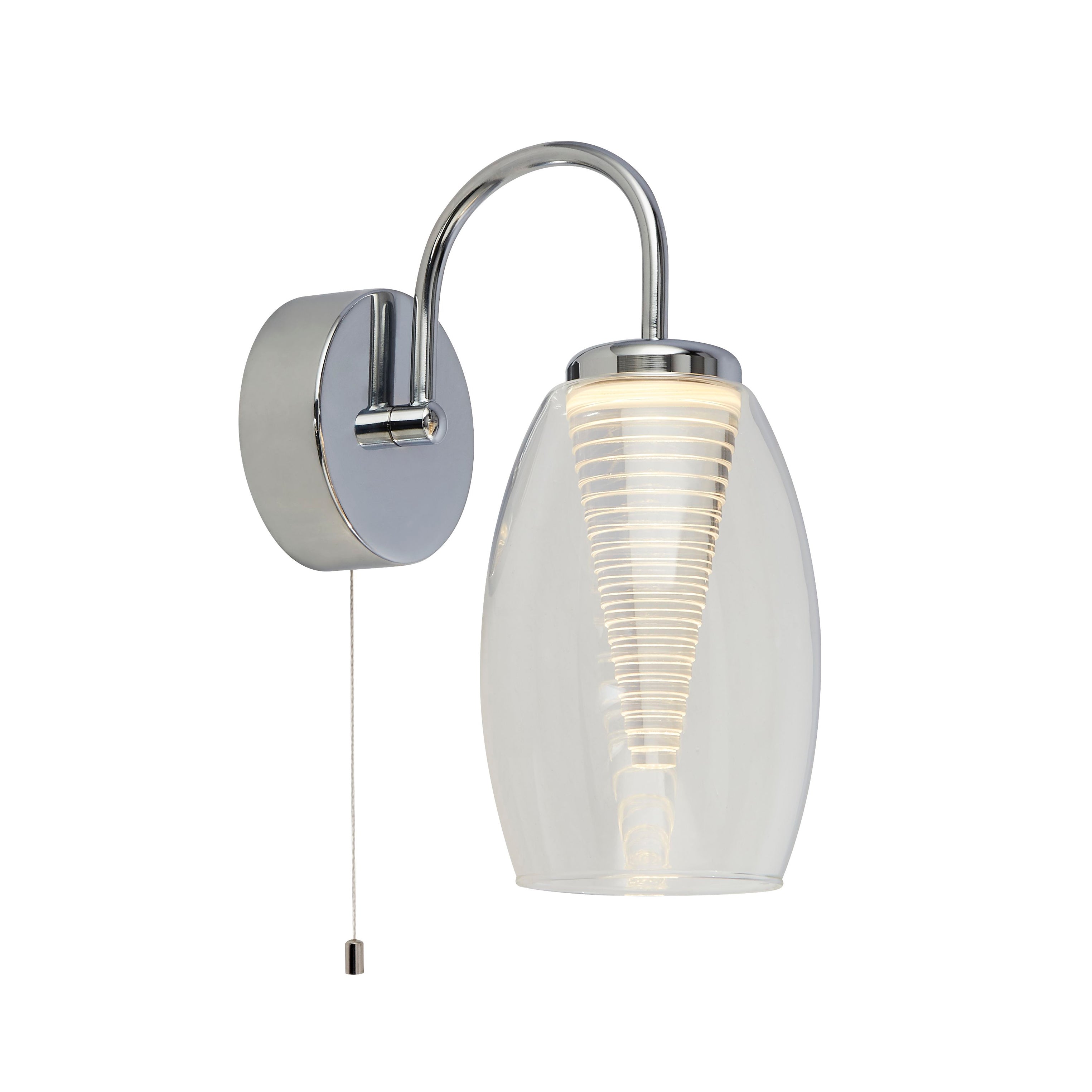 Searchlight Chapman Wall Light - Chrome & Clear Glass