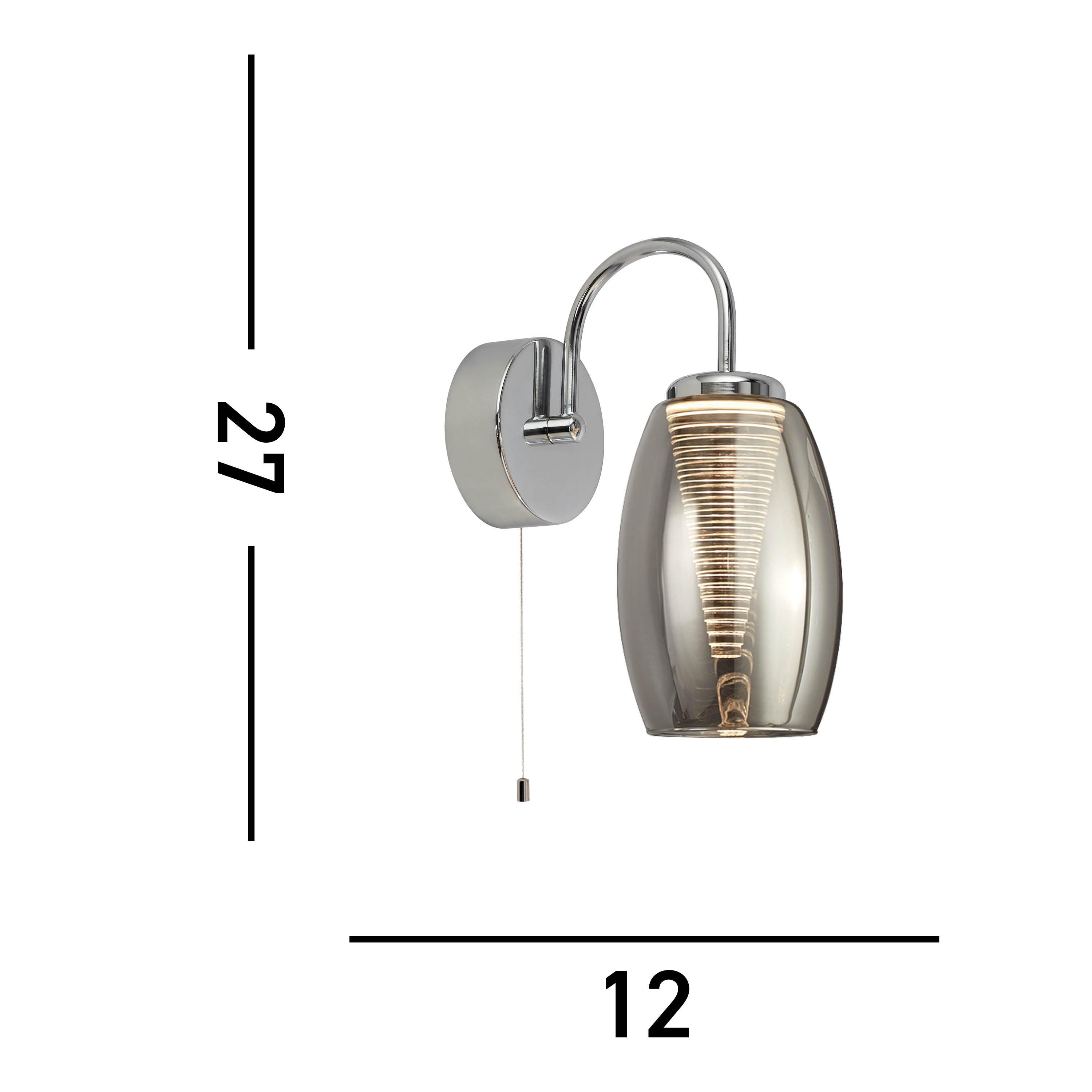 Searchlight Chapman Wall Light - Chrome & Smoked Glass