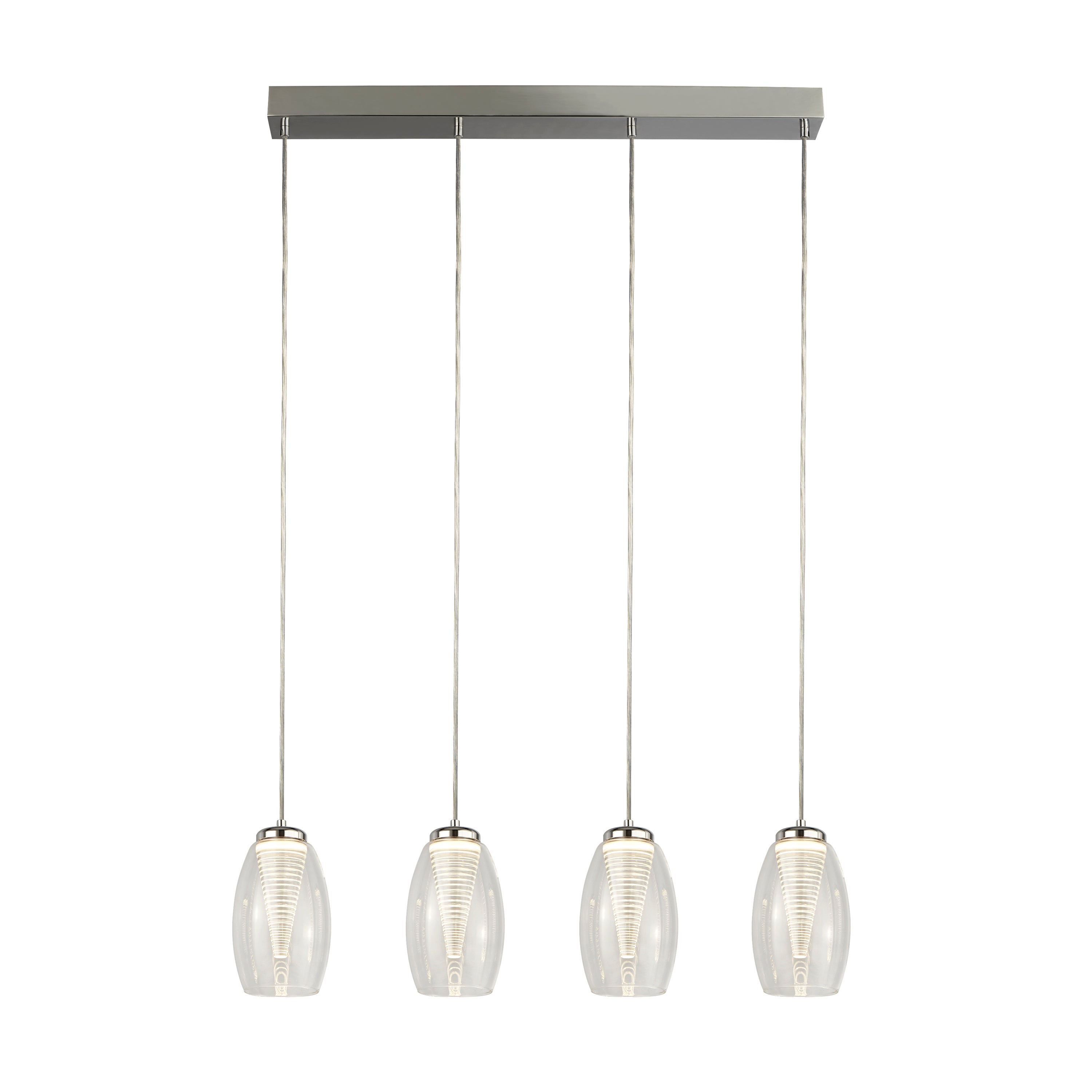 Searchlight Chapman 4 Light Bar Ceiling Pendant - Chrome & Clear Glass