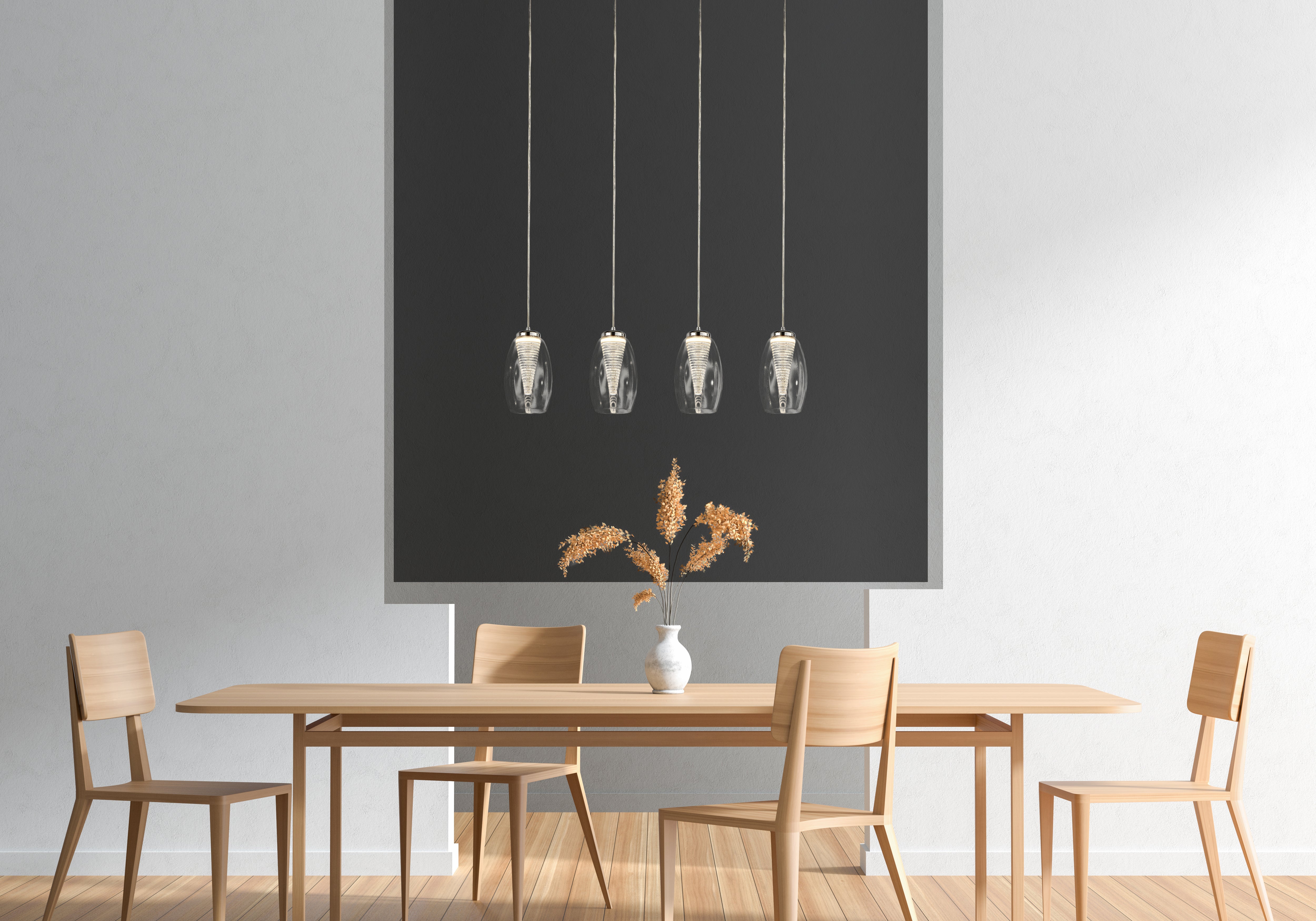 Searchlight Chapman 4 Light Bar Ceiling Pendant - Chrome & Clear Glass