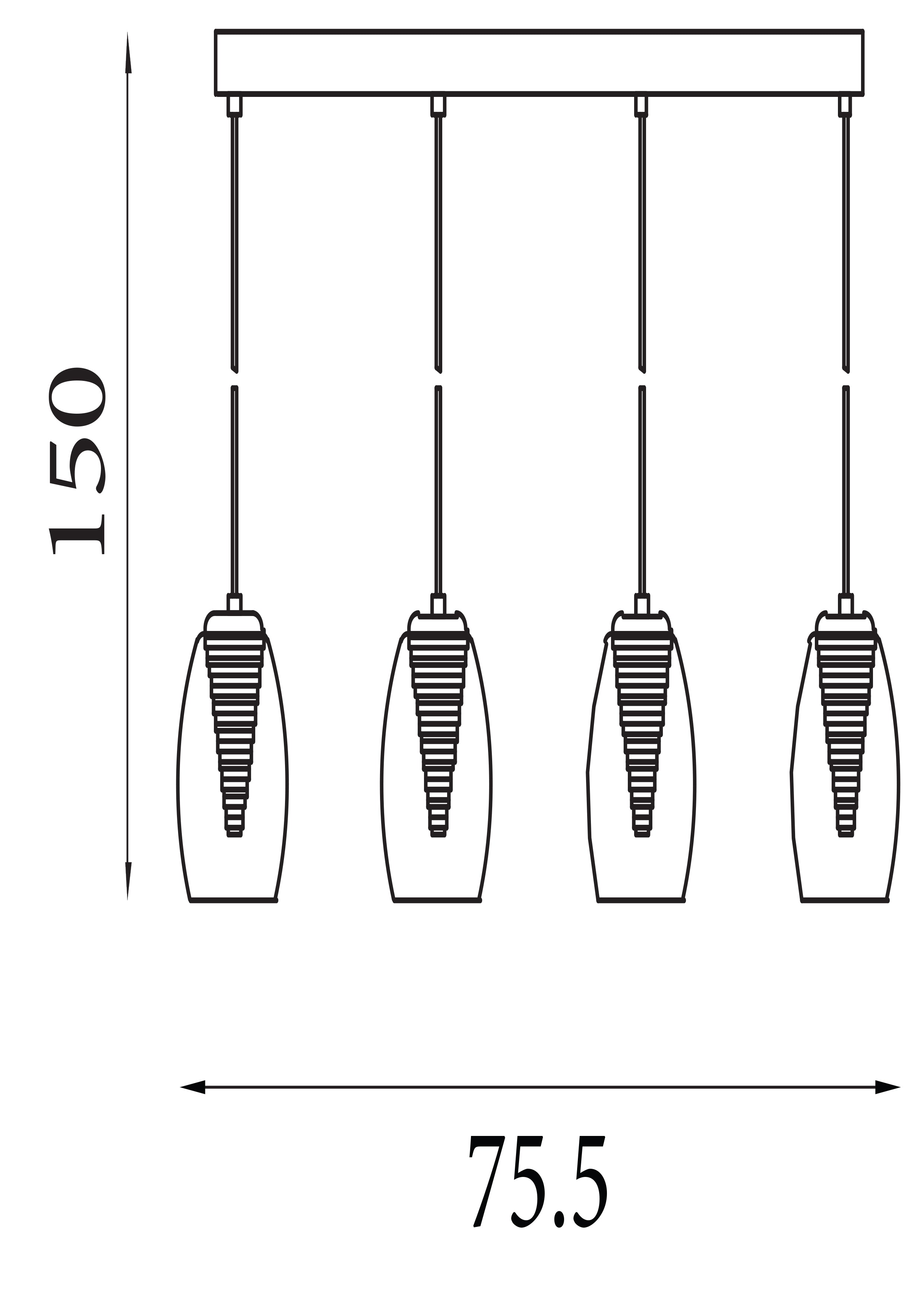 Searchlight Chapman 4 Light Bar Ceiling Pendant - Chrome & Clear Glass