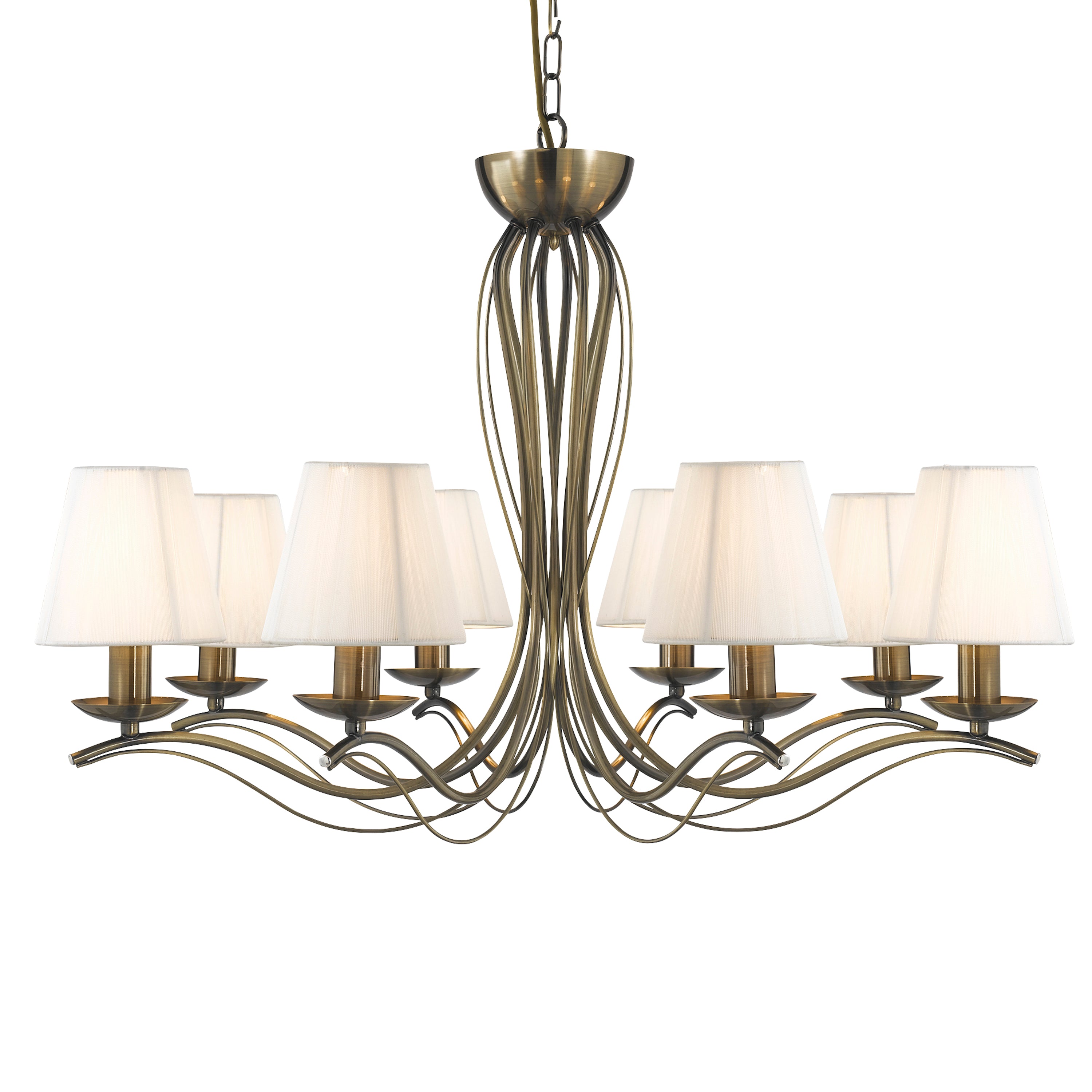 Searchlight Althorp 8 Light Pendant - Antique Brass & Ivory String Fabric