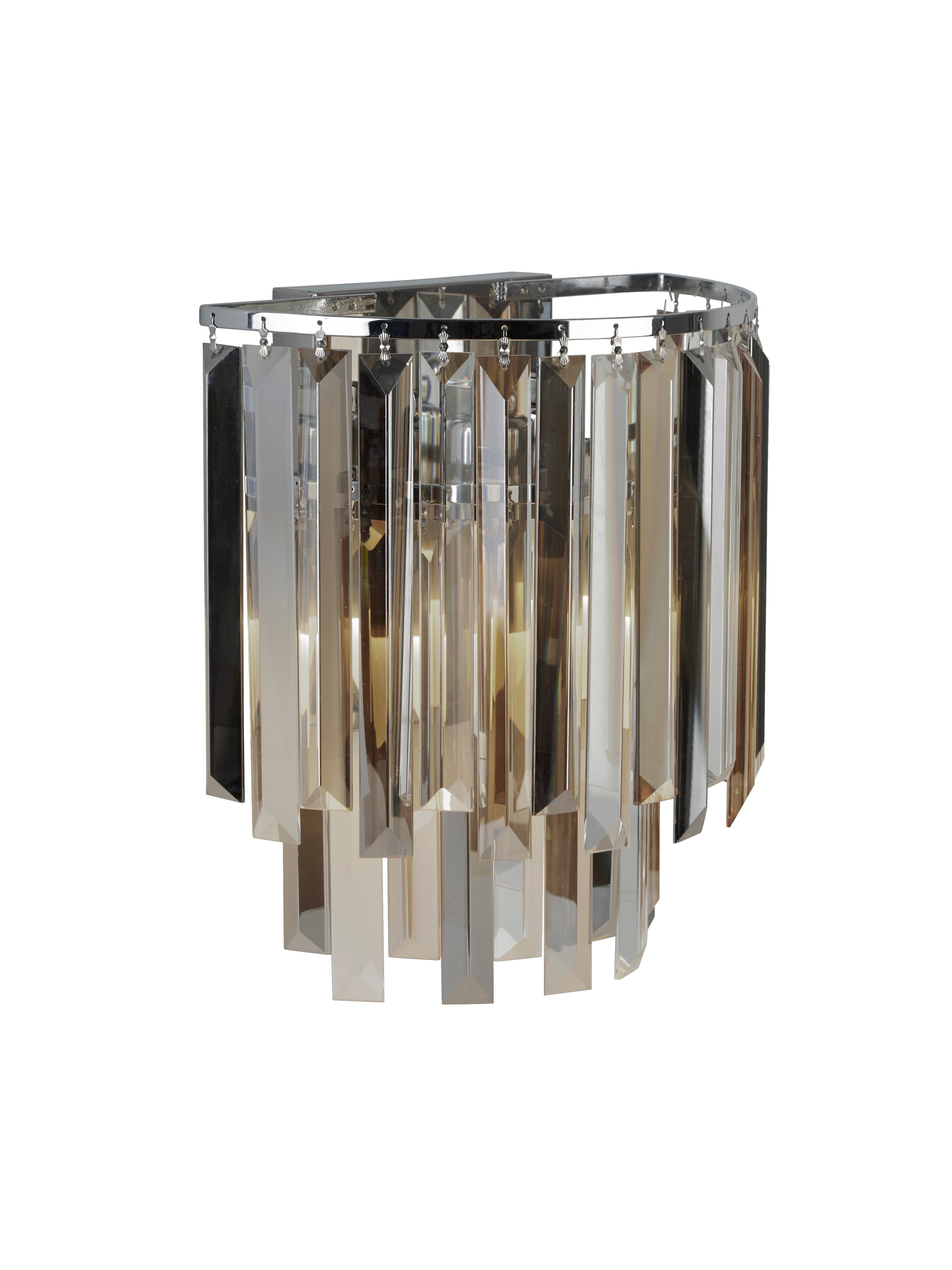 Searchlight Carlingford 2 Light Wall Light - Chrome & Glass Prisms