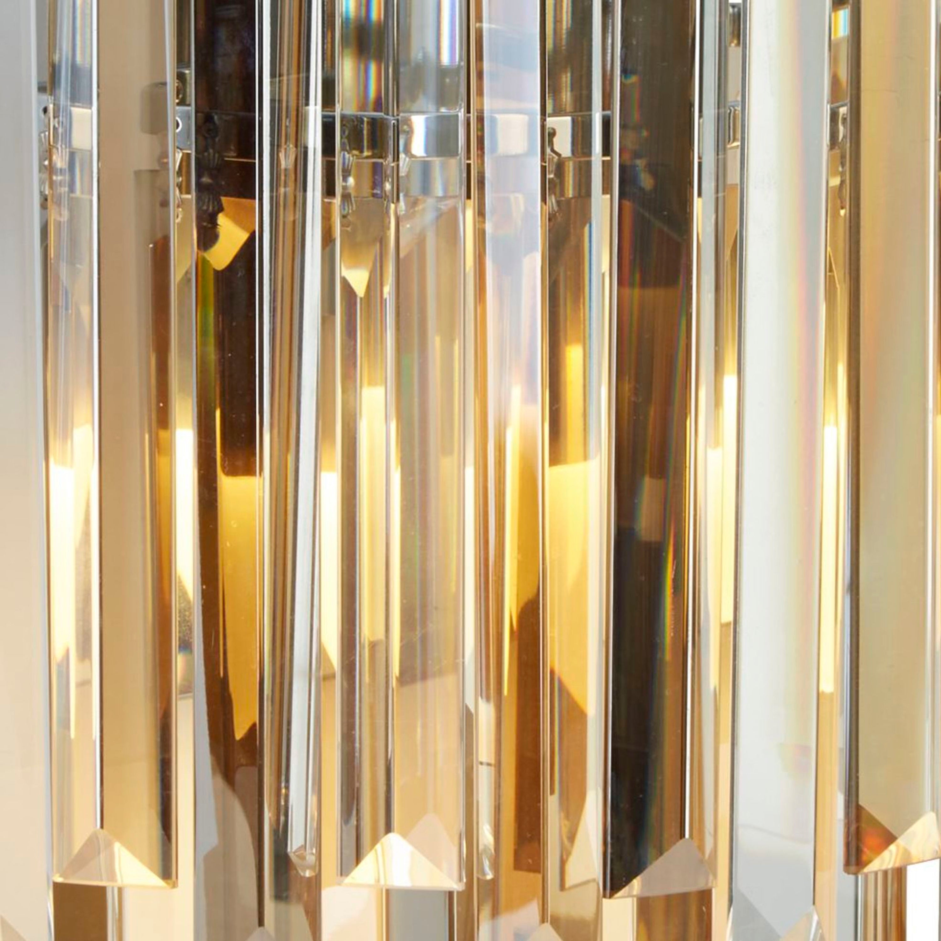 Searchlight Carlingford 2 Light Wall Light - Chrome & Glass Prisms