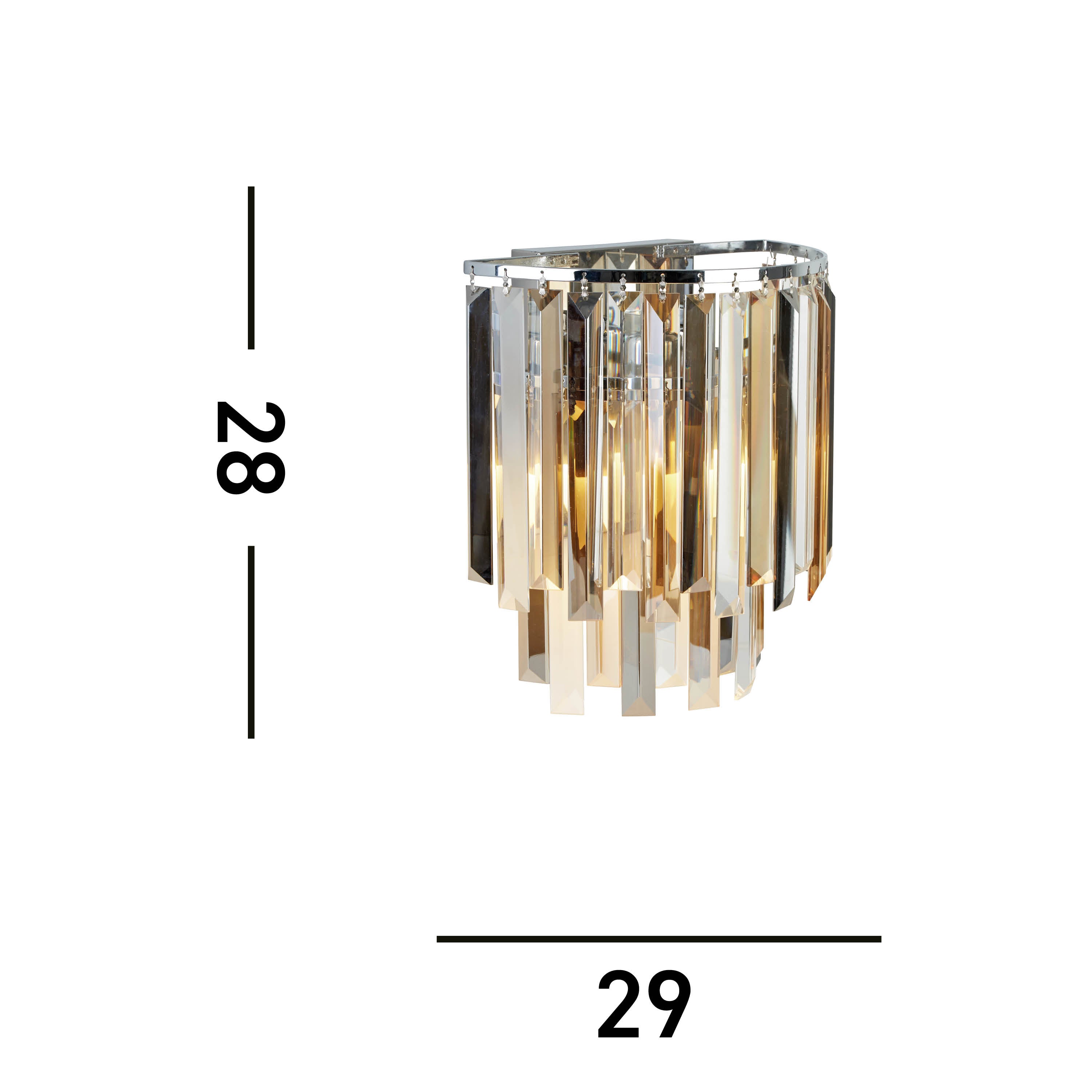 Searchlight Carlingford 2 Light Wall Light - Chrome & Glass Prisms