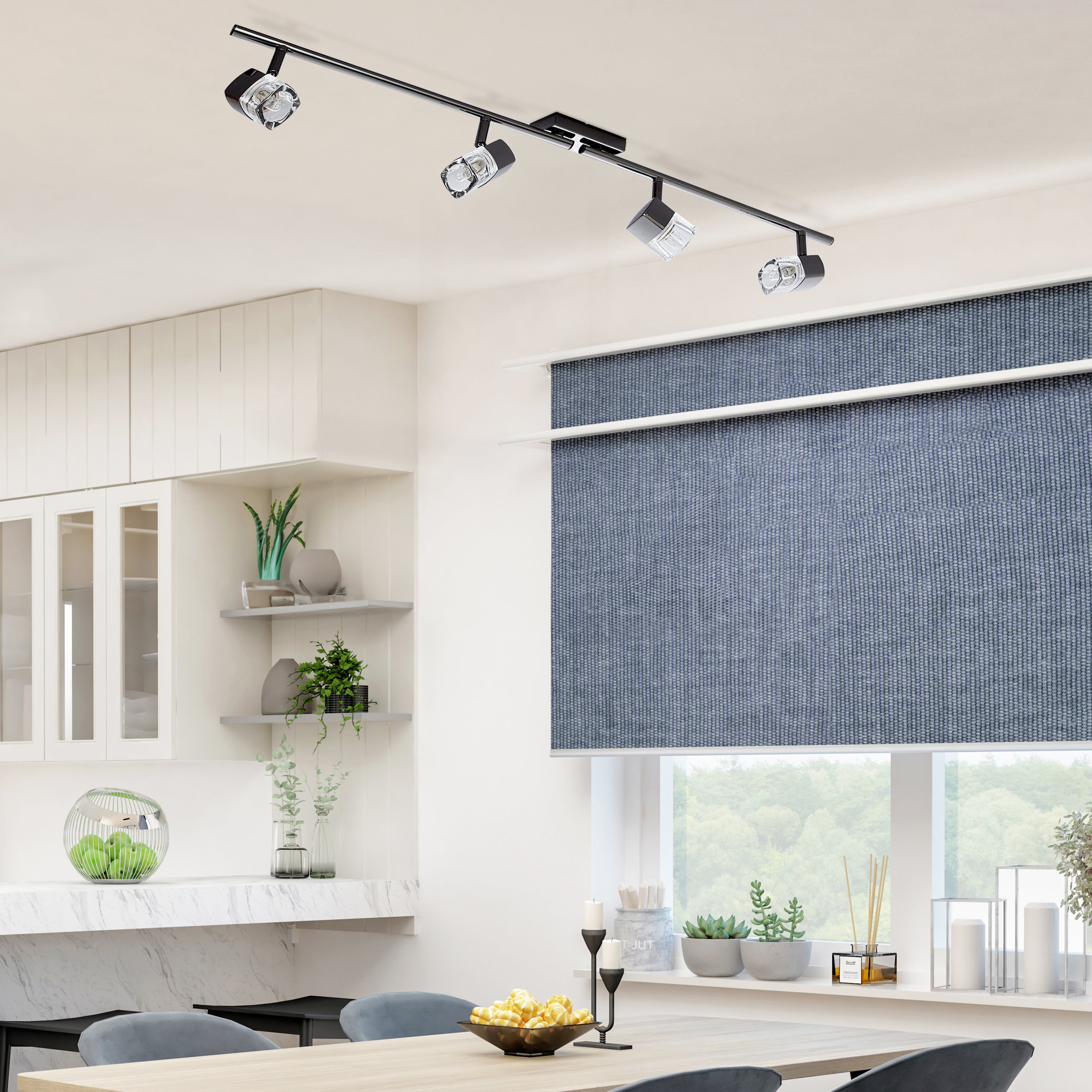 Searchlight Bellamy 4 Light Split Bar Spotlight - Chrome & Clear Glass