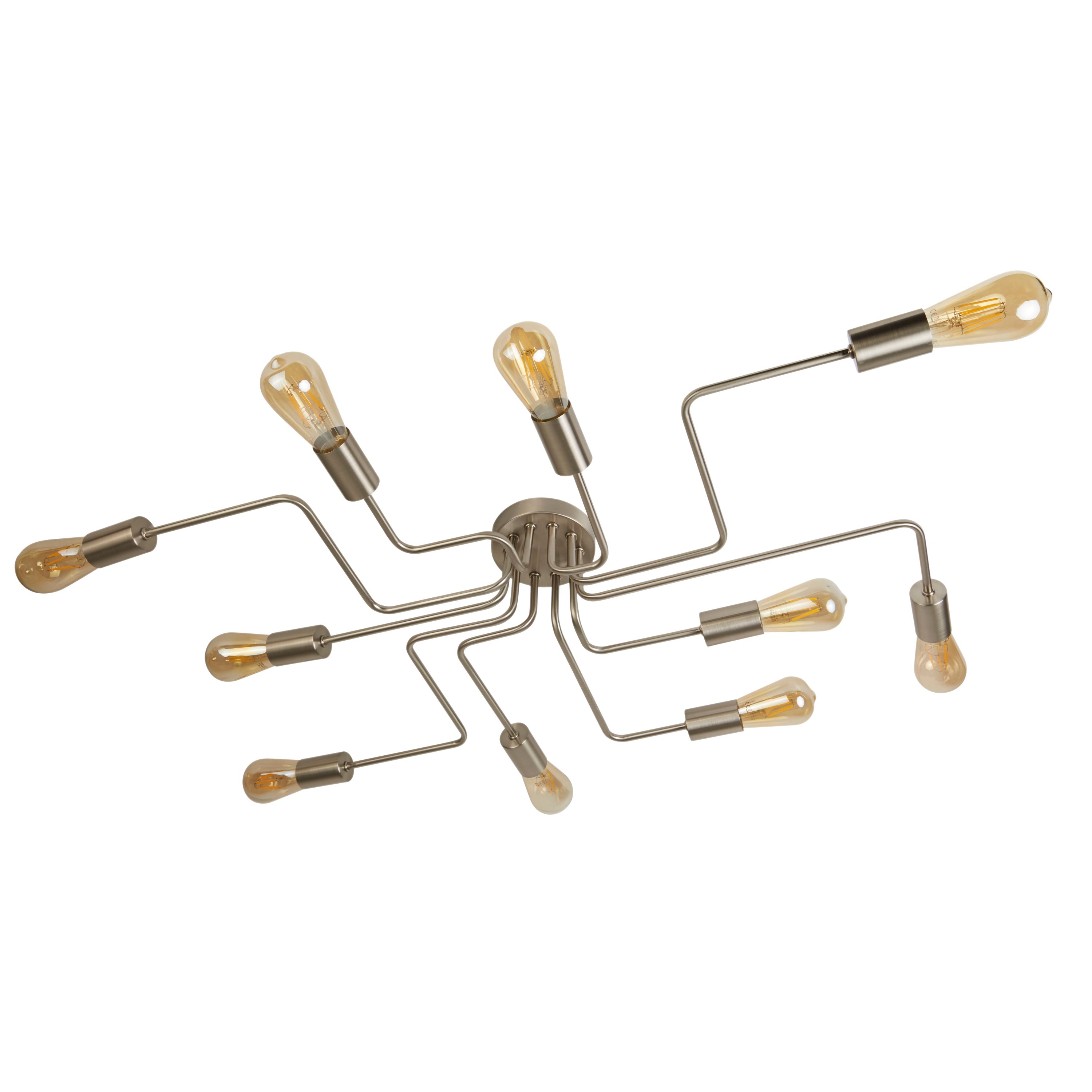 Searchlight Canton 10 Light Flush Ceiling Light - Satin Silver