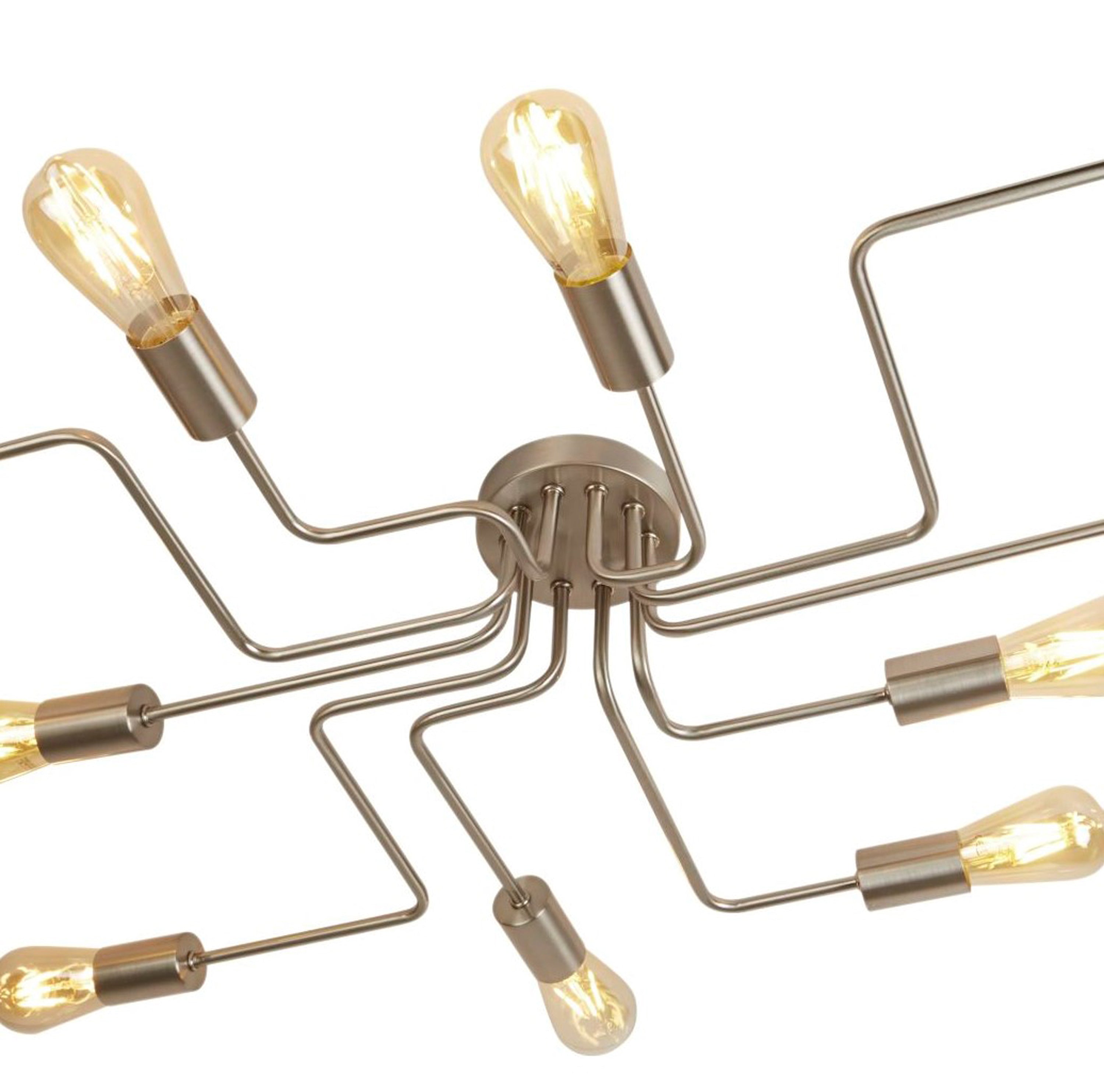 Searchlight Canton 10 Light Flush Ceiling Light - Satin Silver