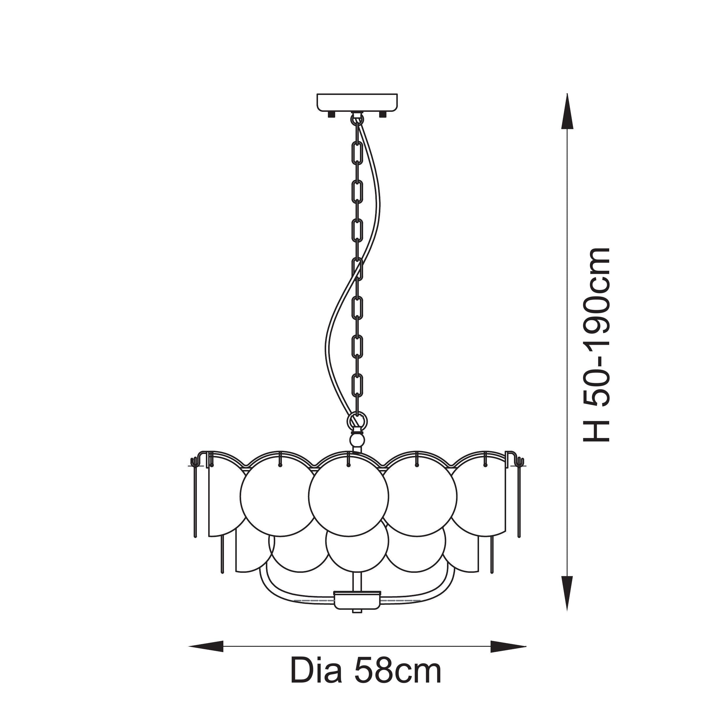 Utopia Aura 5 Light Ceiling Bendant - Brushed Aged Brass & Champagne Glass