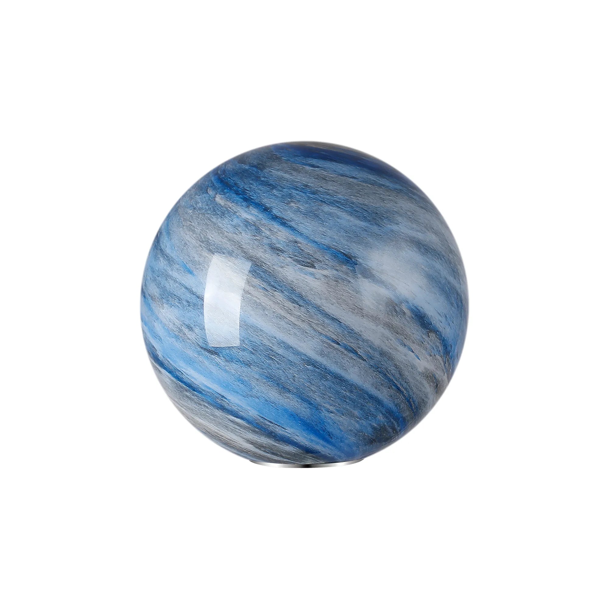 Sycamore 15cm Round Marble Effect Glass Shade (H) - Dark Blue with Metal Ring
