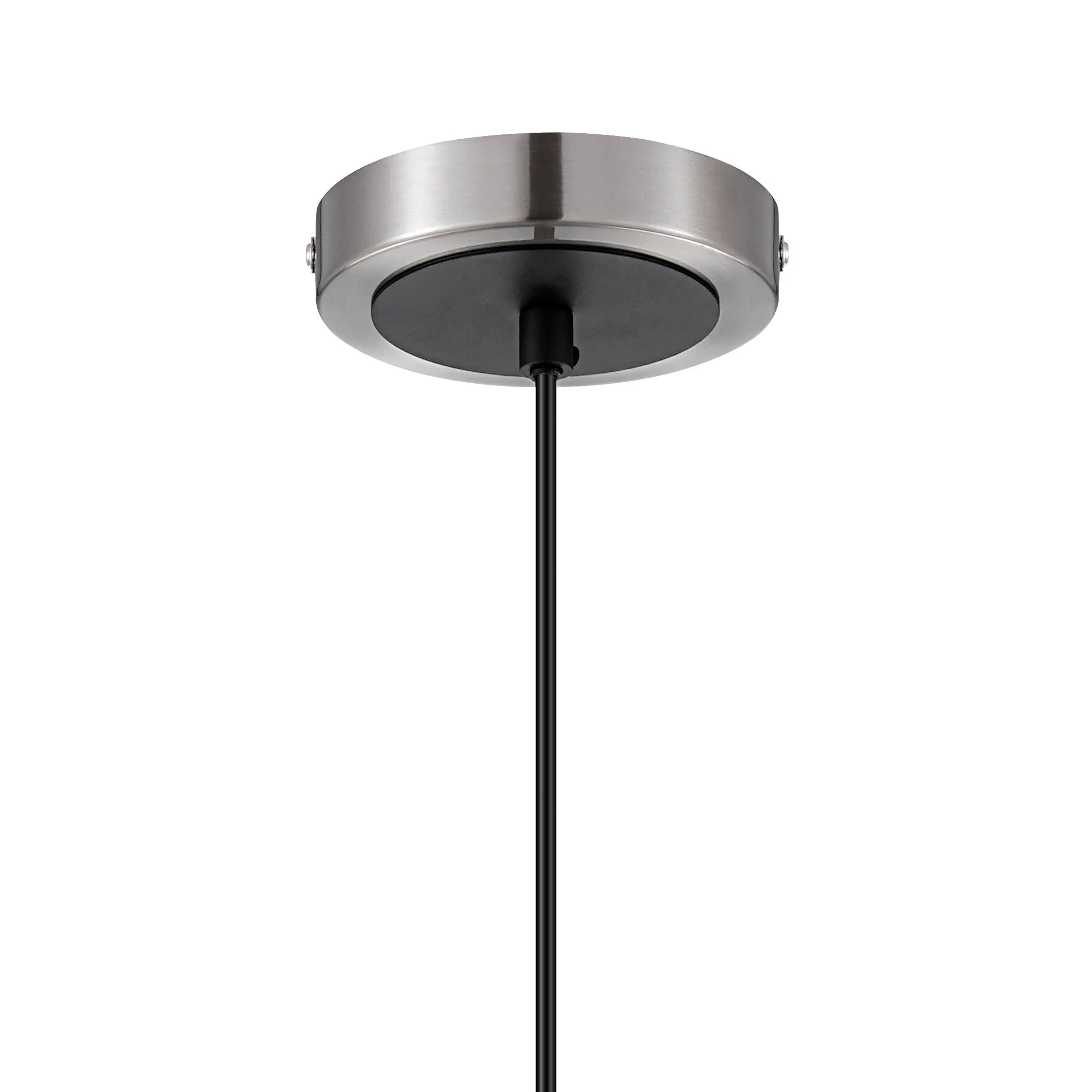 Sycamore Pendant with 15cm Round Crackled Glass Shade - Satin Nickel, Clear & Satin Black