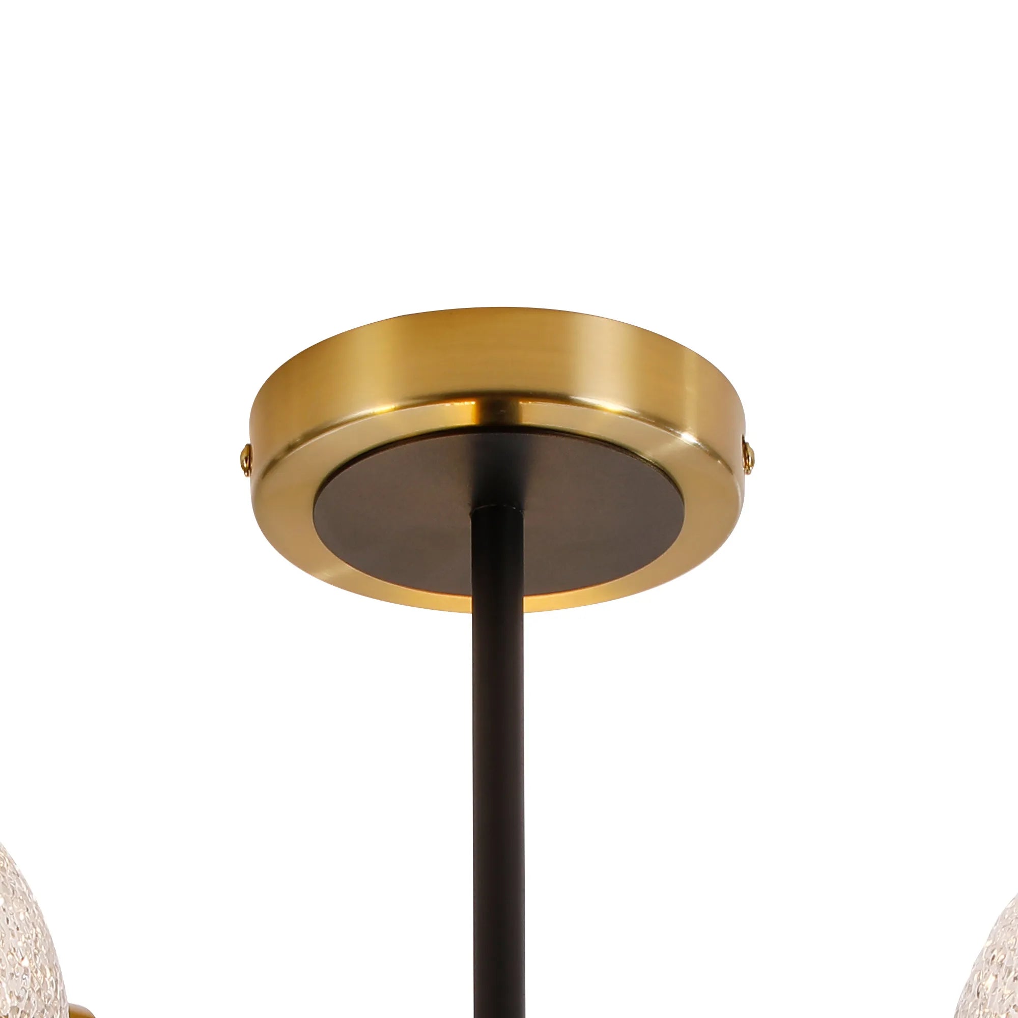 Sycamore Semi Ceiliing 3 Light with 15cm Round Dimpled Glass Shade - Brass, Clear & Satin Black