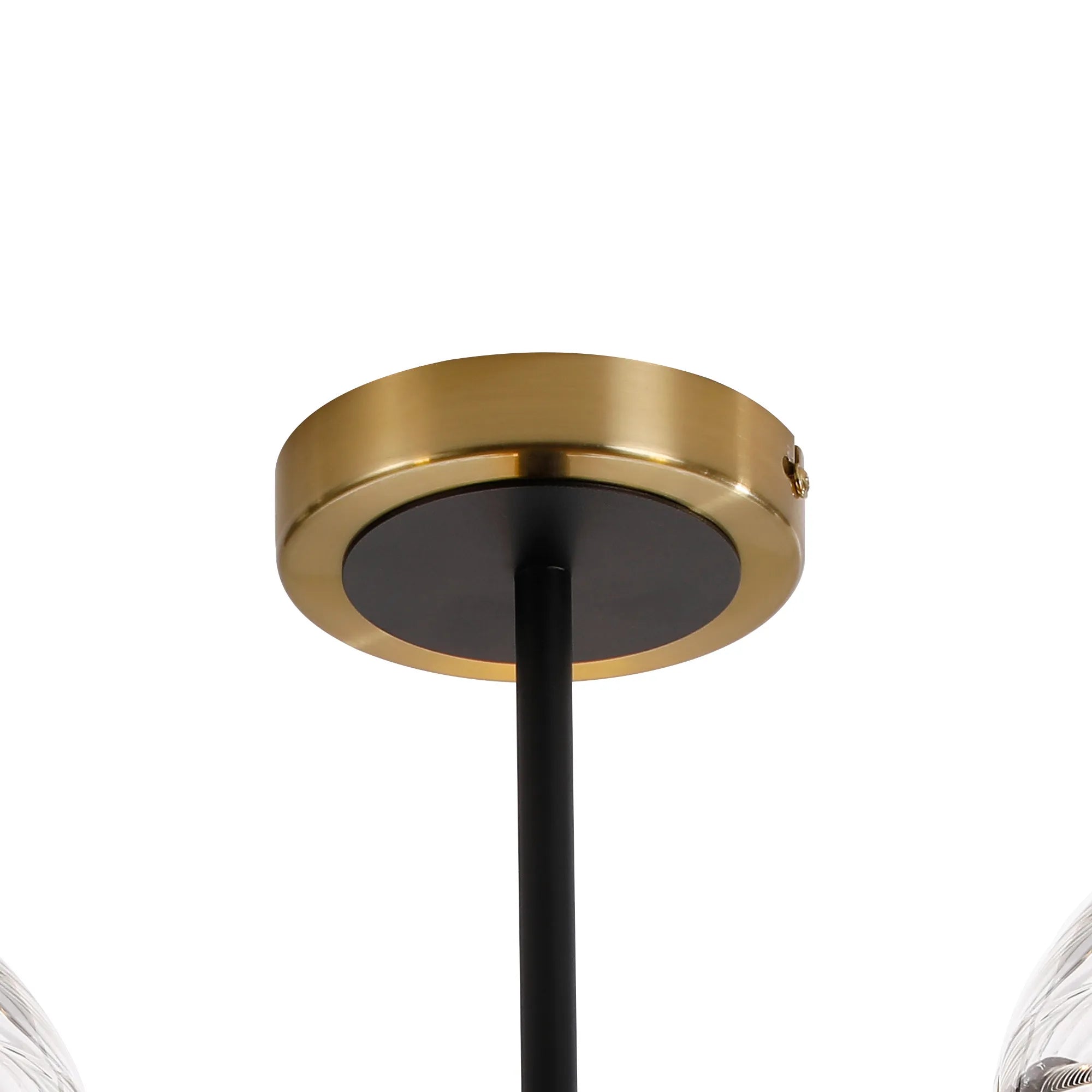 Sycamore Semi Ceiliing 3 Light with 15cm Round Segment Glass Shade - Brass, Clear & Satin Black