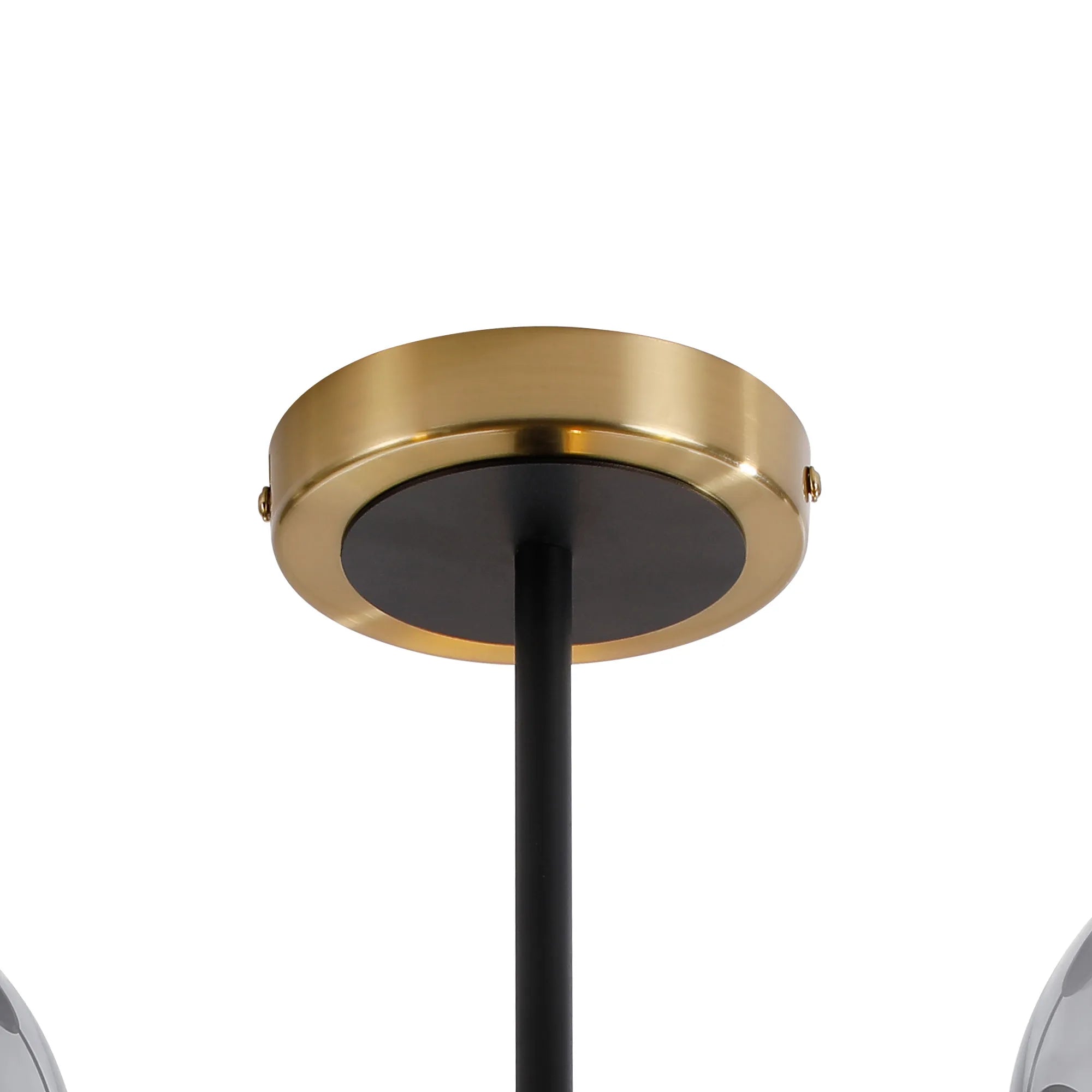 Sycamore Semi Ceiliing 3 Light with 15cm Round Glass Shade - Brass, Smoke Plated & Satin Black
