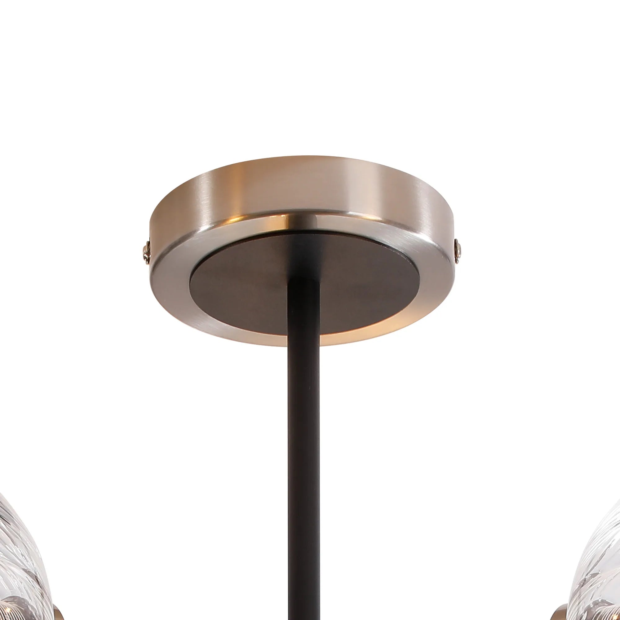 Sycamore Semi Ceiliing 3 Light with 15cm Round Segment Glass Shade - Satin Nickel, Clear & Satin Black