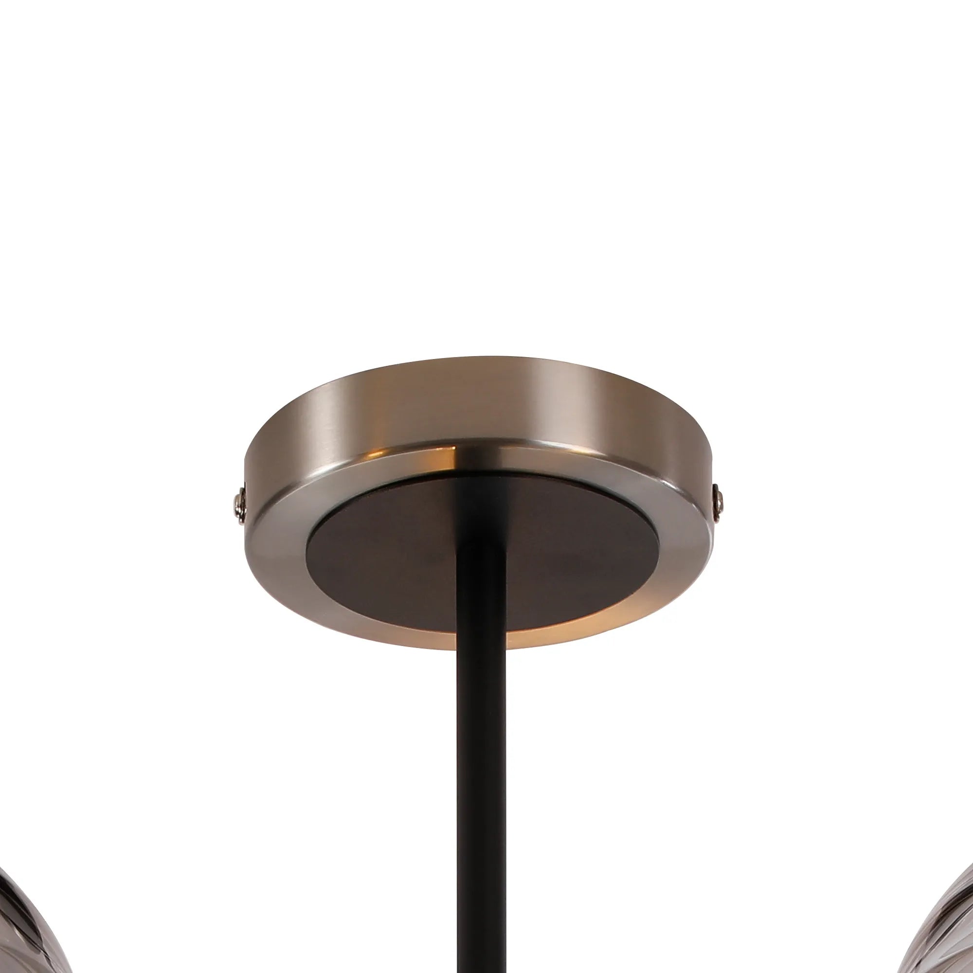 Sycamore Semi Ceiliing 3 Light with 15cm Round Segment Glass Shade - Satin Nickel, Smoke Plated & Satin Black