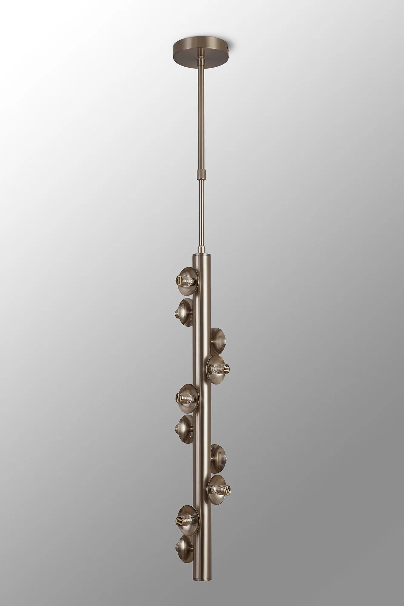 Deacon Vertical Linear Telescopic Pendant (Frame Only) 10 Light - Satin Nickel
