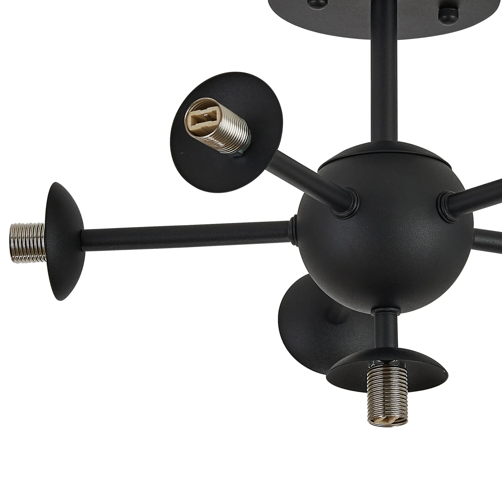Deacon Semi-Flush Multi Arm Ceiling Light - (Frame Only) 6 Light - Satin Black