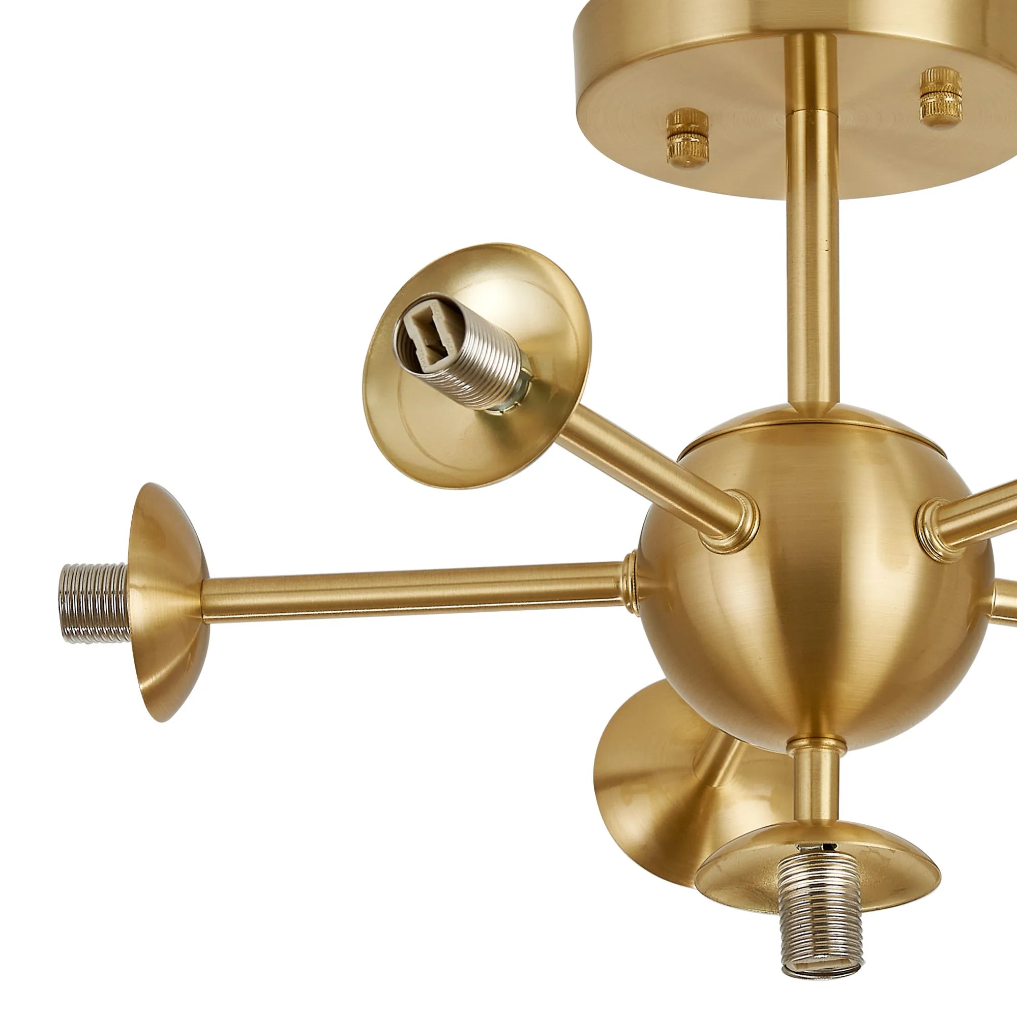 Deacon Semi-Flush Multi Arm Ceiling Light - (Frame Only) 6 Light - Satin Gold