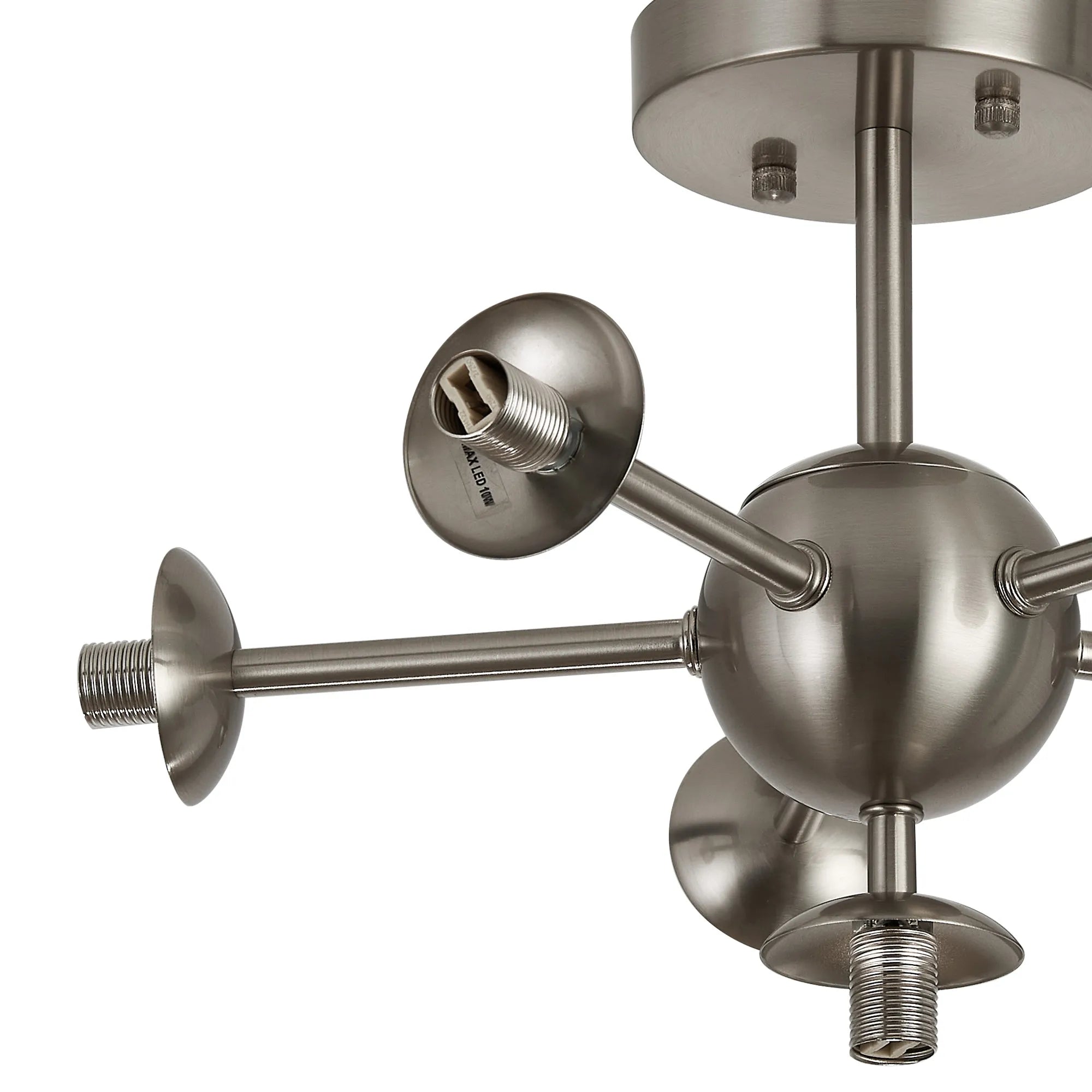 Deacon Semi-Flush Multi Arm Ceiling Light - (Frame Only) 6 Light - Satin Nickel