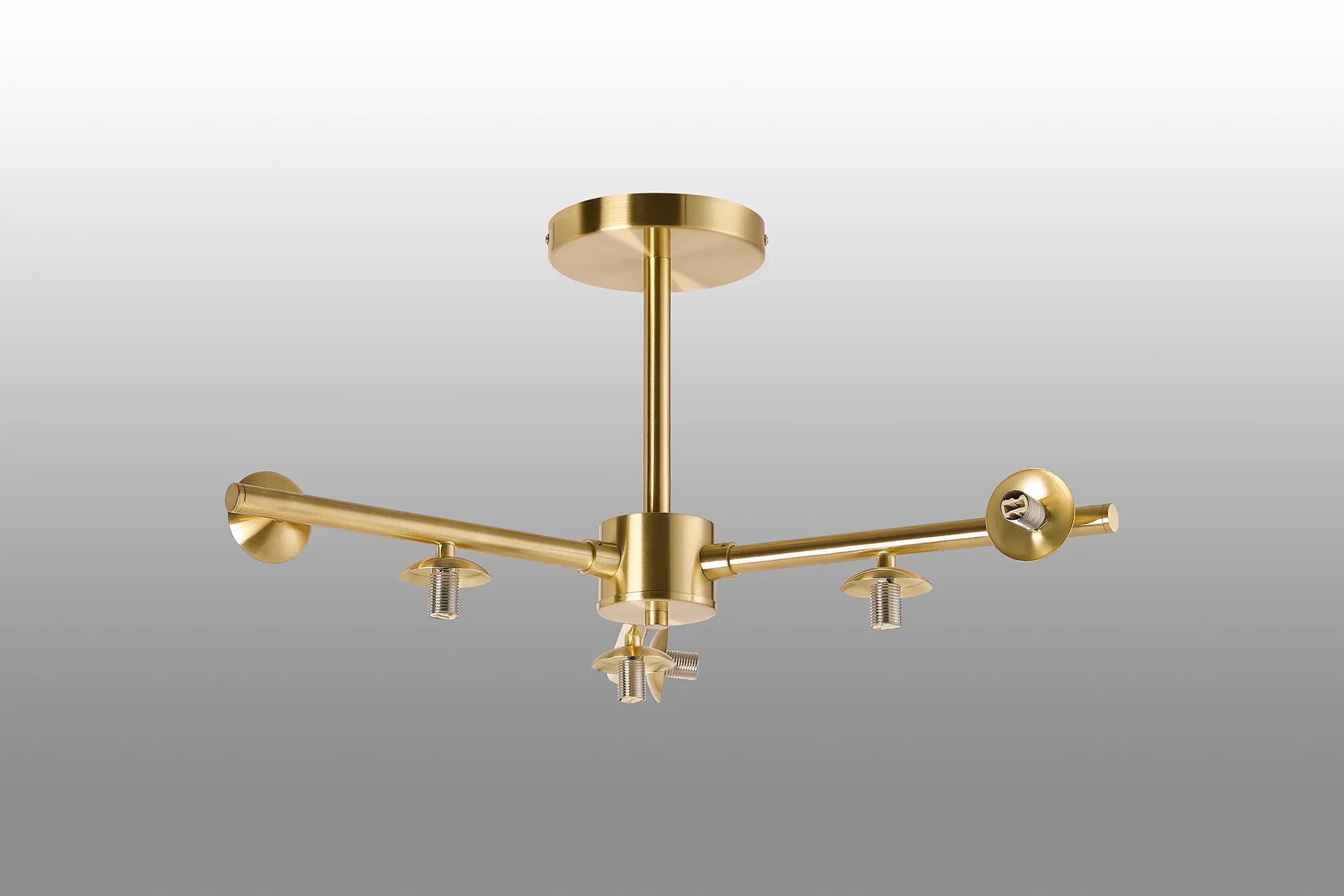 Deacon Semi-Flush 3 Arm Ceiling Light - (Frame Only) 6 Light - Satin Gold