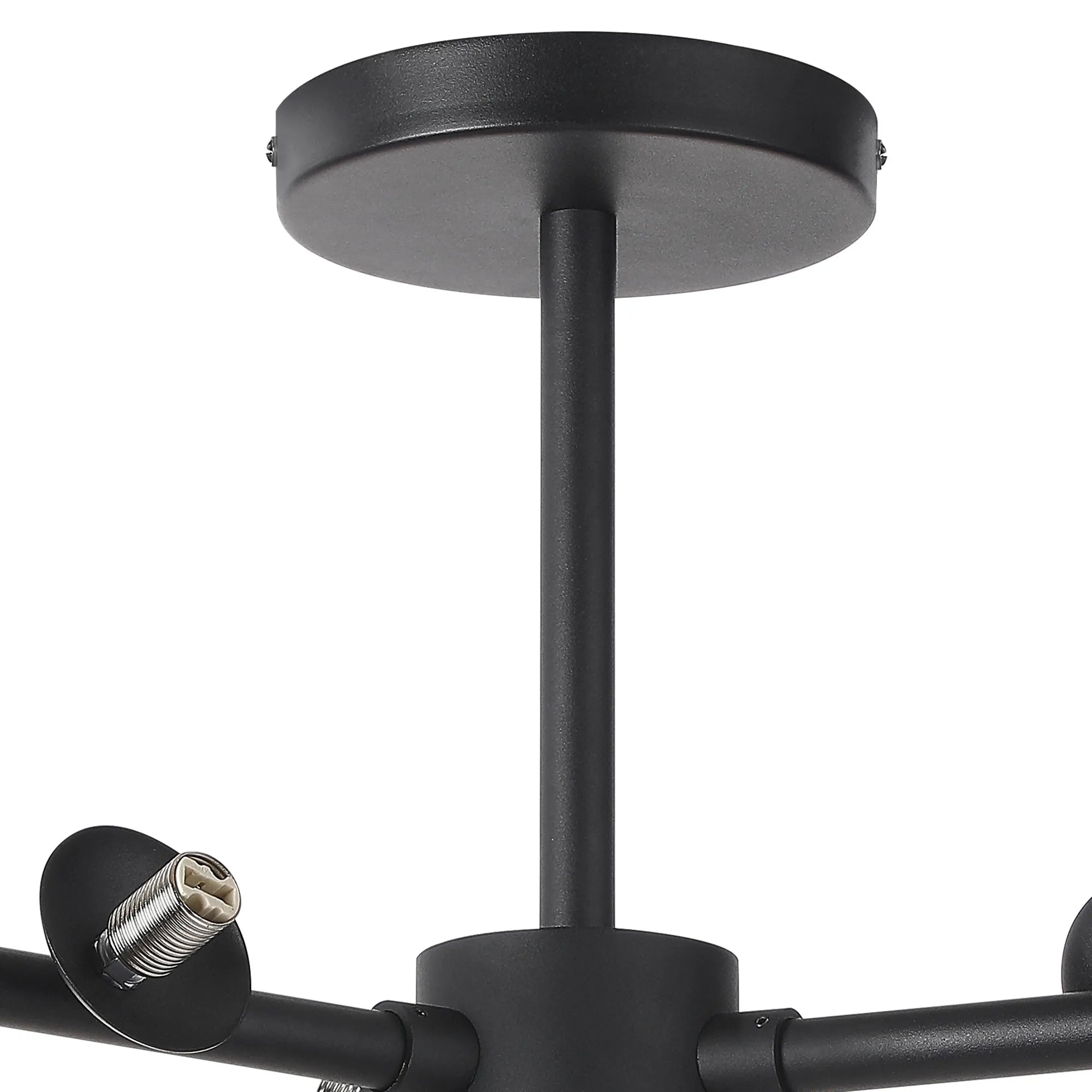 Deacon Semi-Flush 3 Arm Ceiling Light - (Frame Only) 9 Light - Satin Black