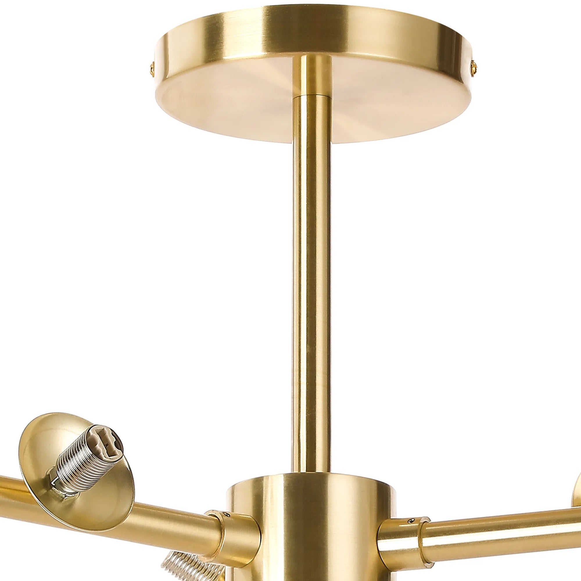 Deacon Semi-Flush 3 Arm Ceiling Light - (Frame Only) 9 Light - Satin Gold