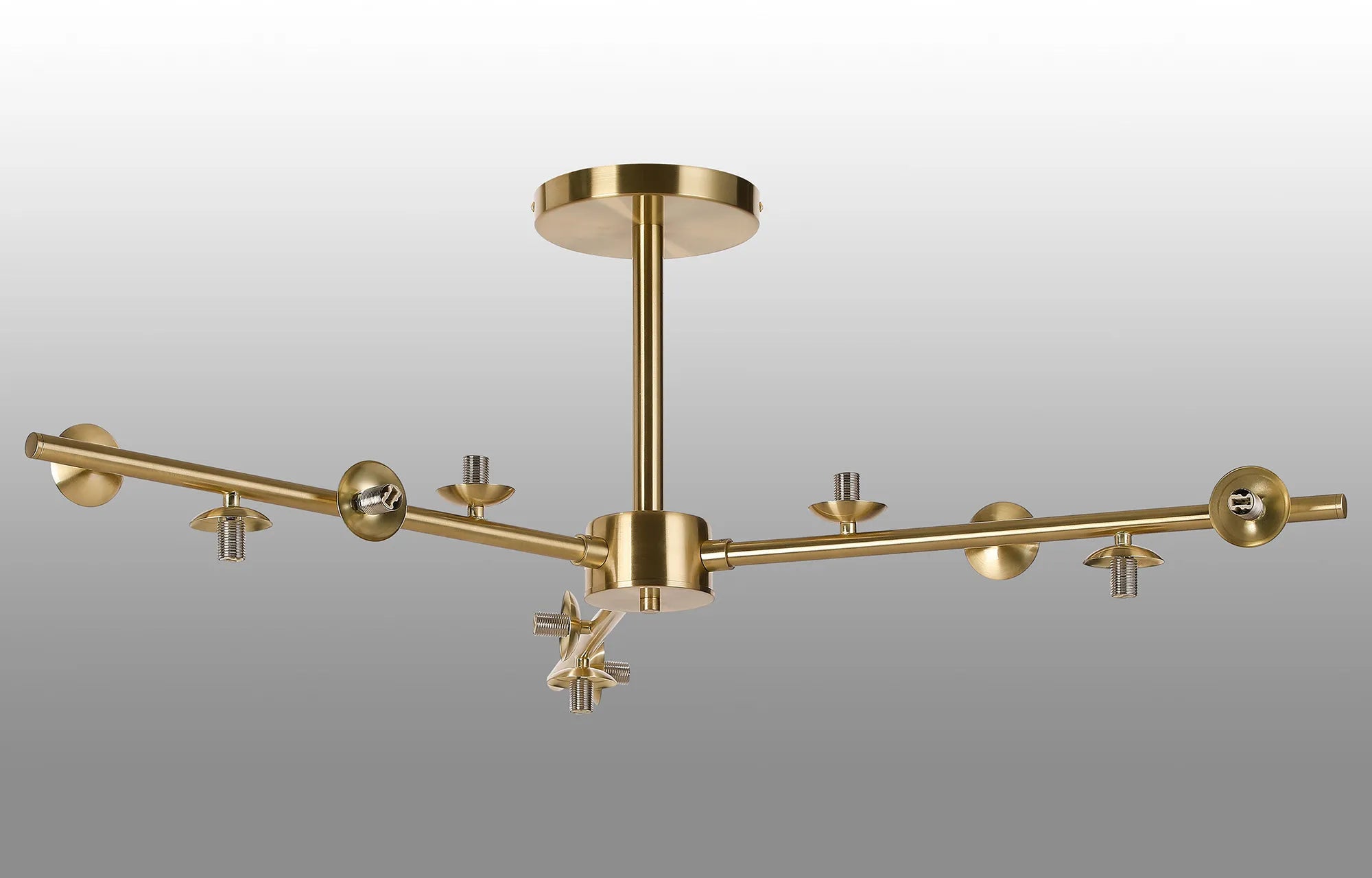 Deacon Semi-Flush 3 Arm Ceiling Light - (Frame Only) 12 Light - Satin Gold
