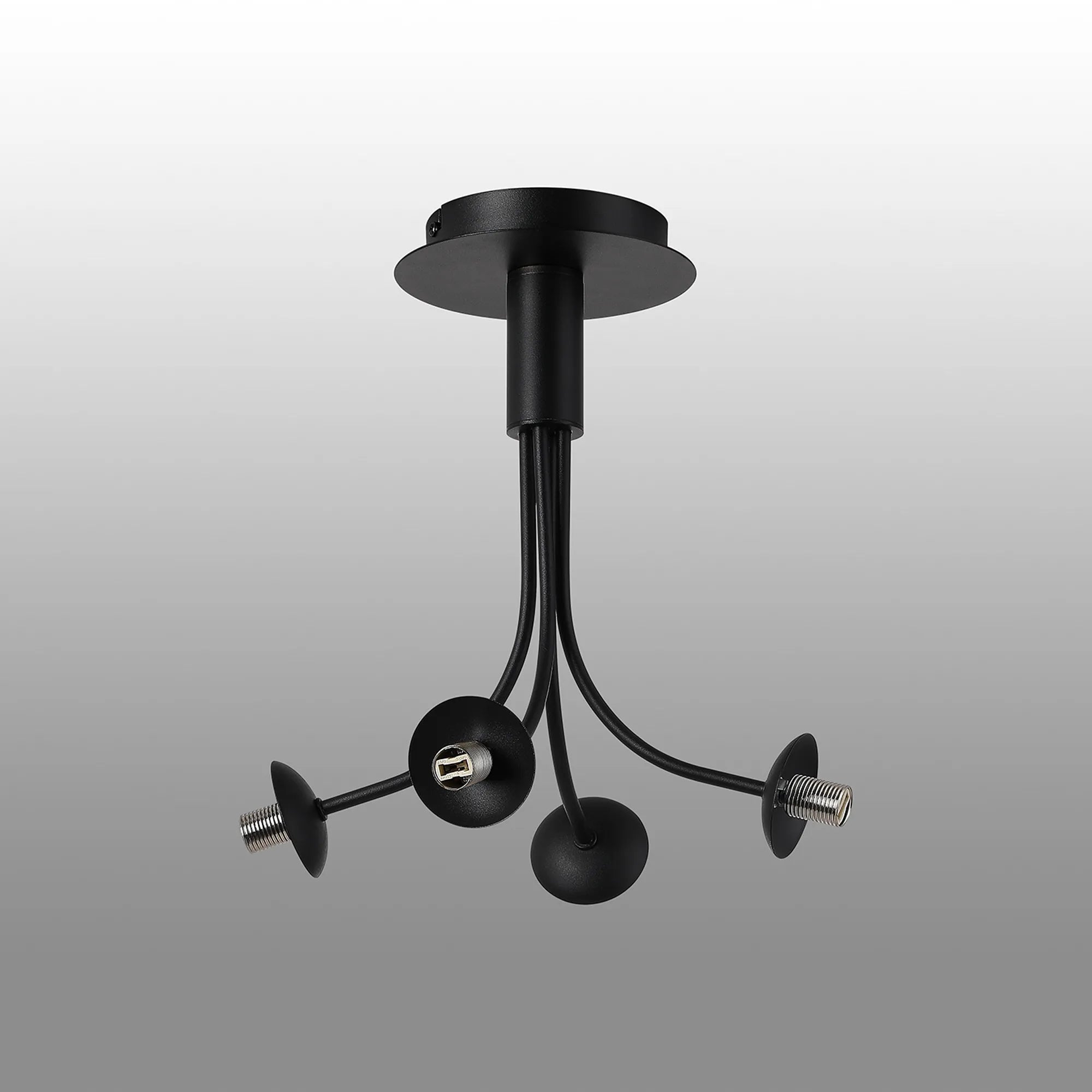 Deacon Semi-Flush Curved Arm Ceiling Light - (Frame Only) 4 Light - Satin Black