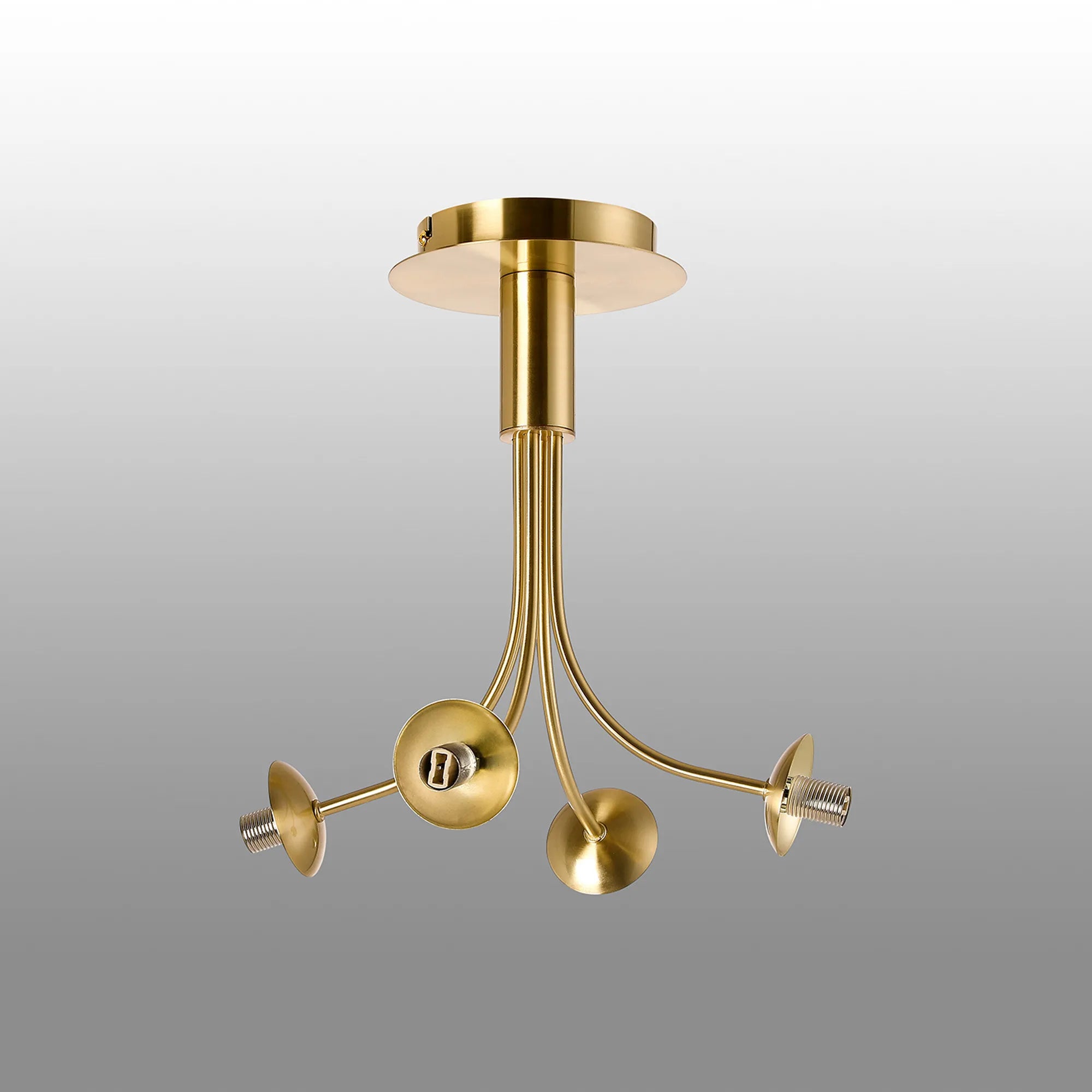 Deacon Semi-Flush Curved Arm Ceiling Light - (Frame Only) 4 Light - Satin Gold