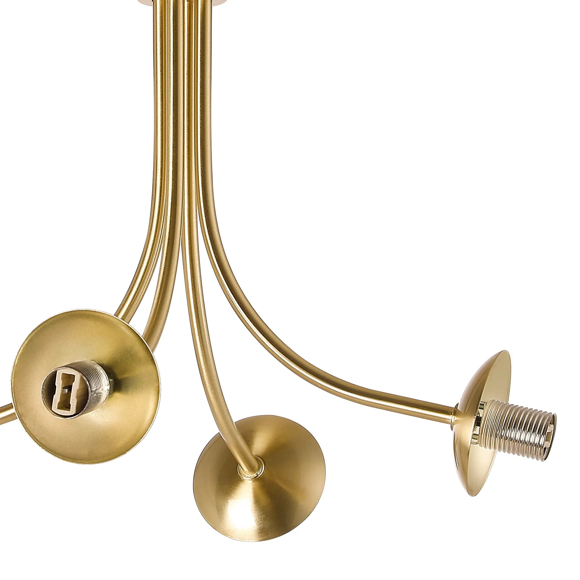 Deacon Semi-Flush Curved Arm Ceiling Light - (Frame Only) 4 Light - Satin Gold