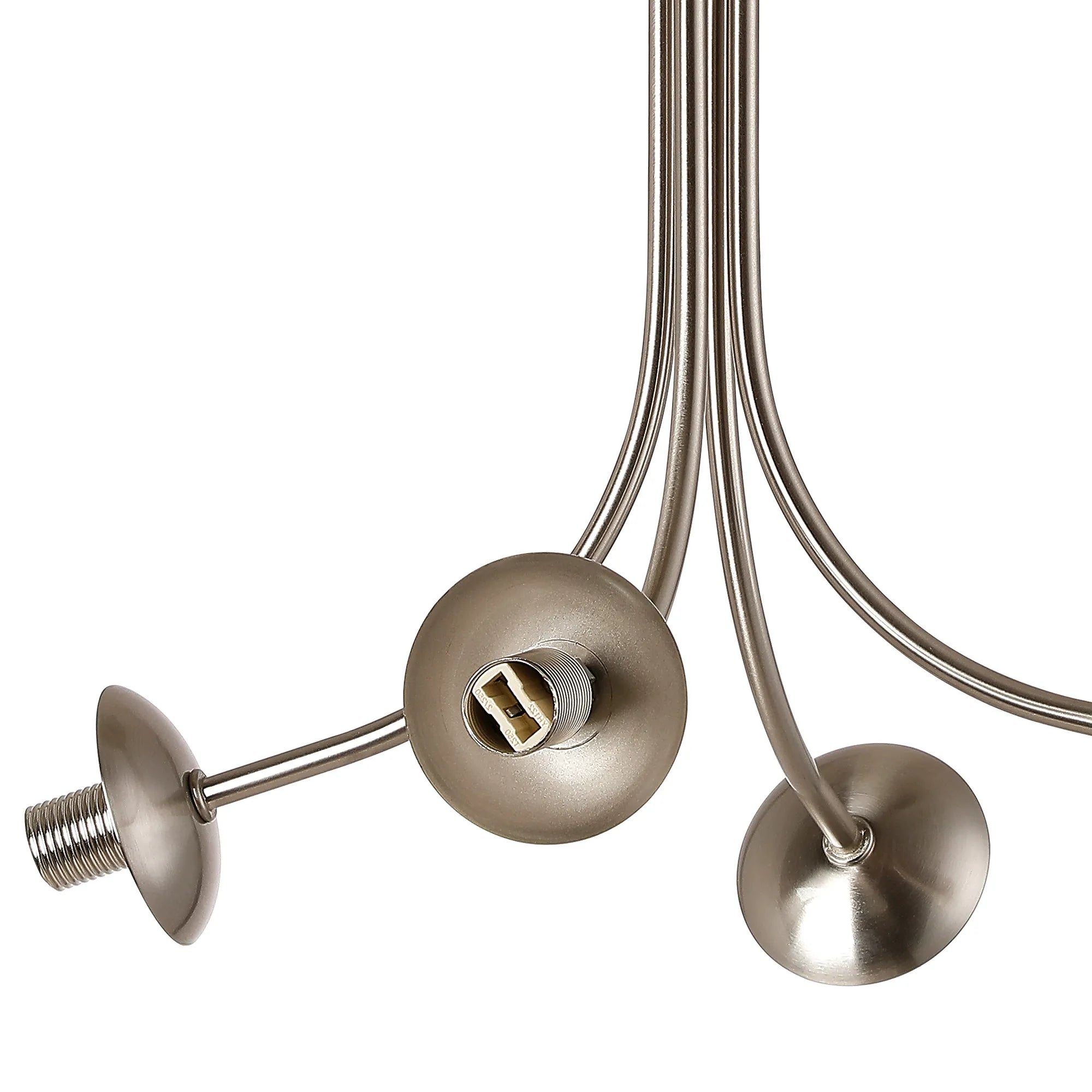 Deacon Semi-Flush Curved Arm Ceiling Light - (Frame Only) 4 Light - Satin Nickel