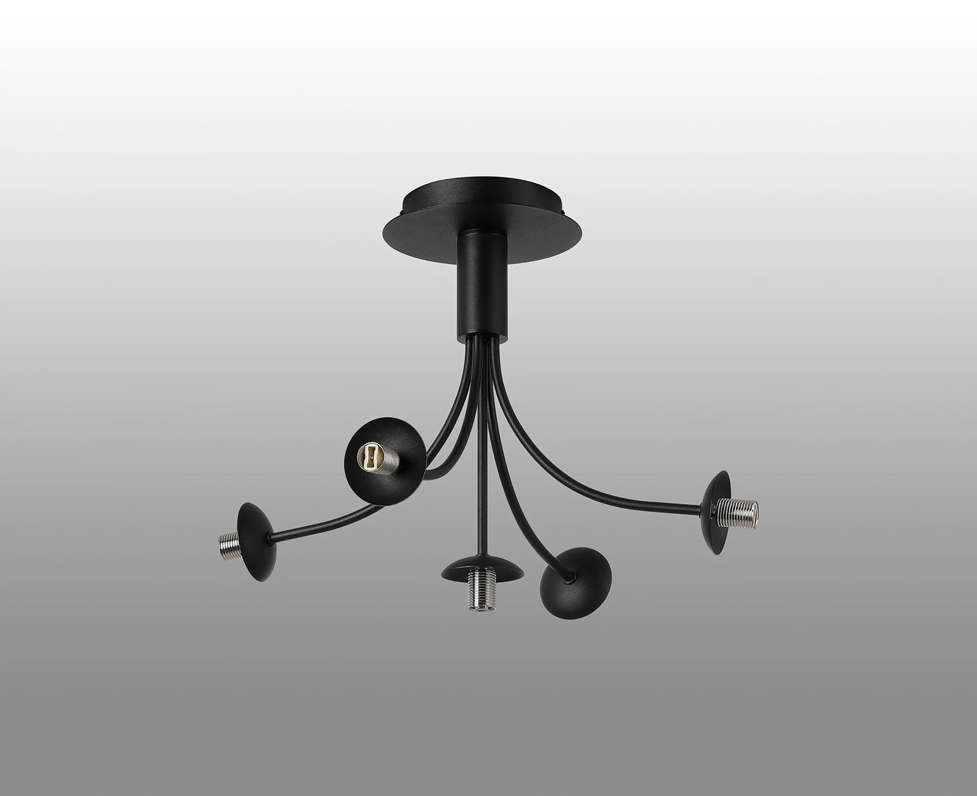 Deacon Semi-Flush Curved Arm Ceiling Light - (Frame Only) 5 Light - Satin Black