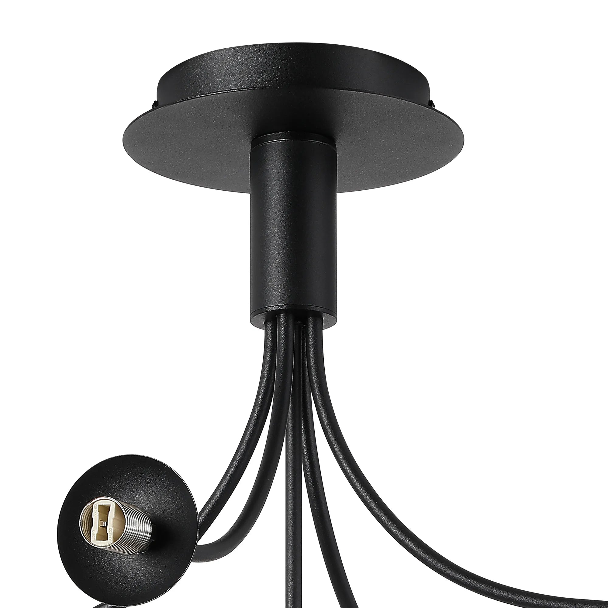 Deacon Semi-Flush Curved Arm Ceiling Light - (Frame Only) 5 Light - Satin Black