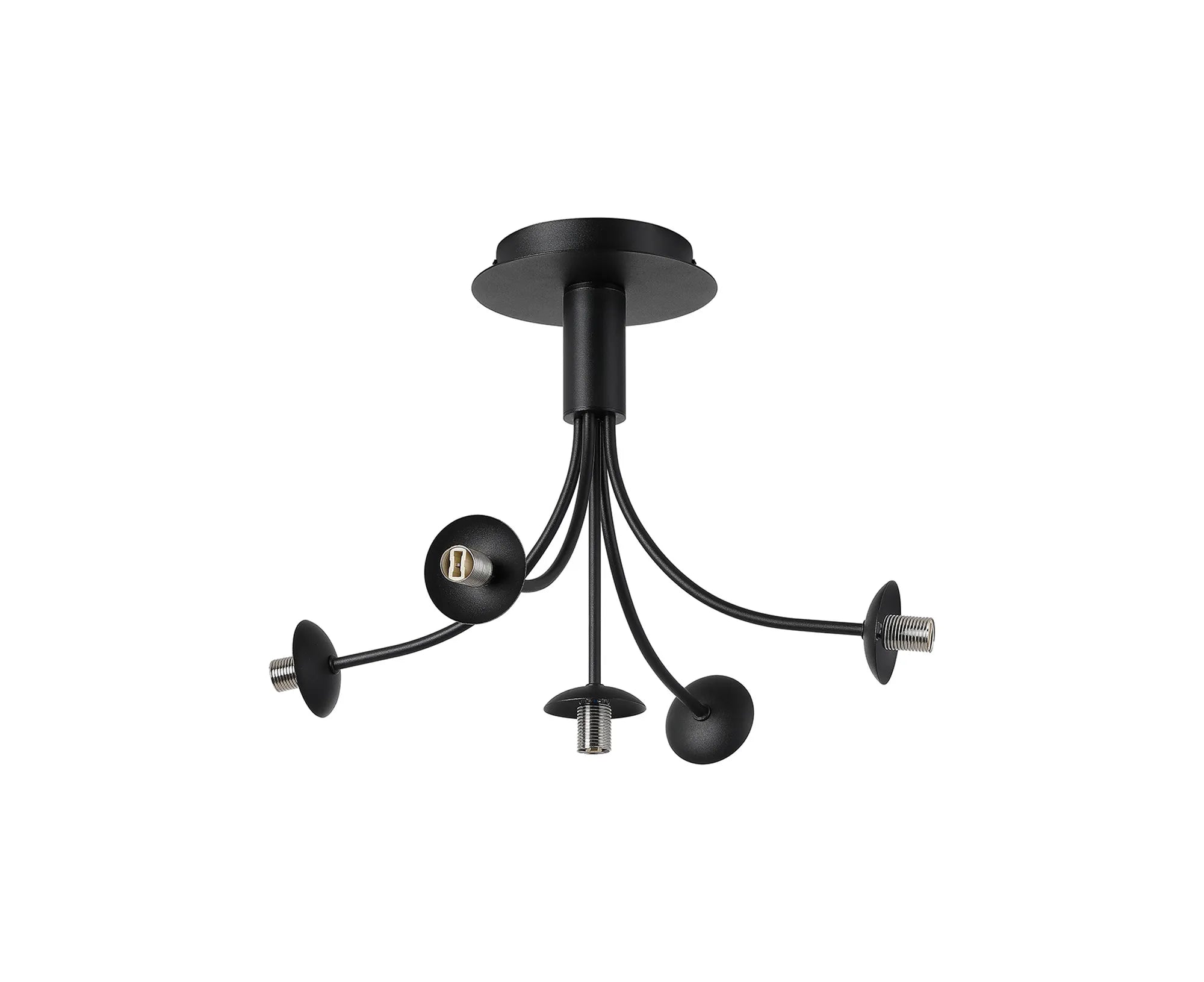 Deacon Semi-Flush Curved Arm Ceiling Light - (Frame Only) 5 Light - Satin Black