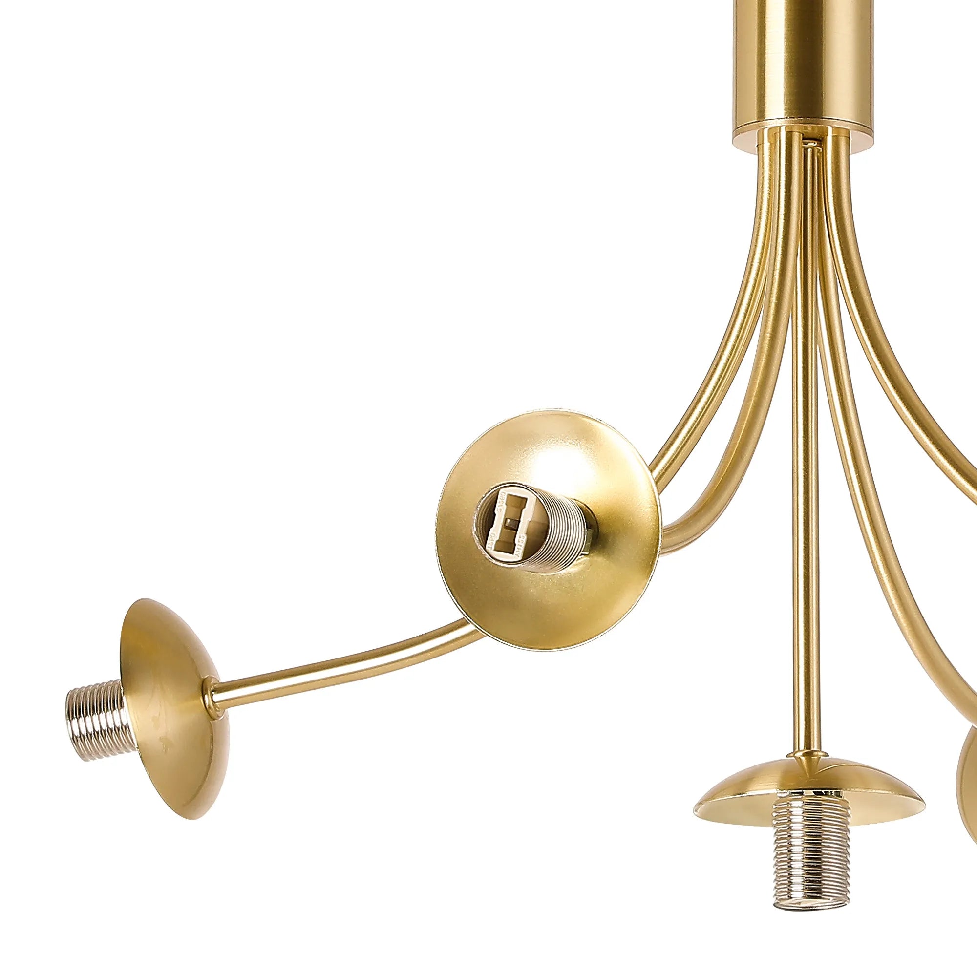 Deacon Semi-Flush Curved Arm Ceiling Light - (Frame Only) 5 Light - Satin Gold