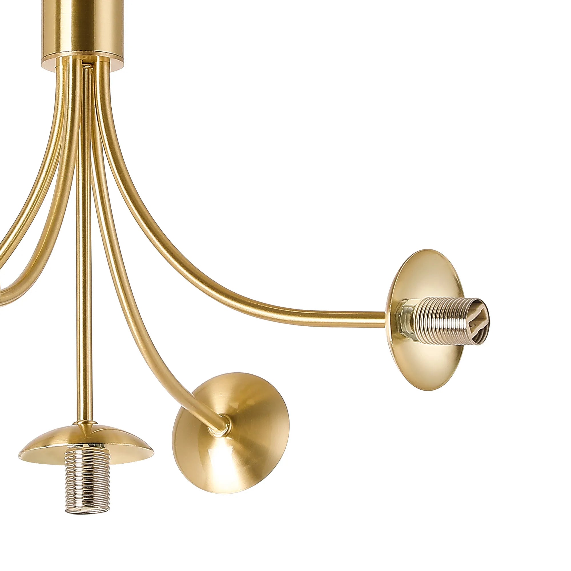 Deacon Semi-Flush Curved Arm Ceiling Light - (Frame Only) 5 Light - Satin Gold