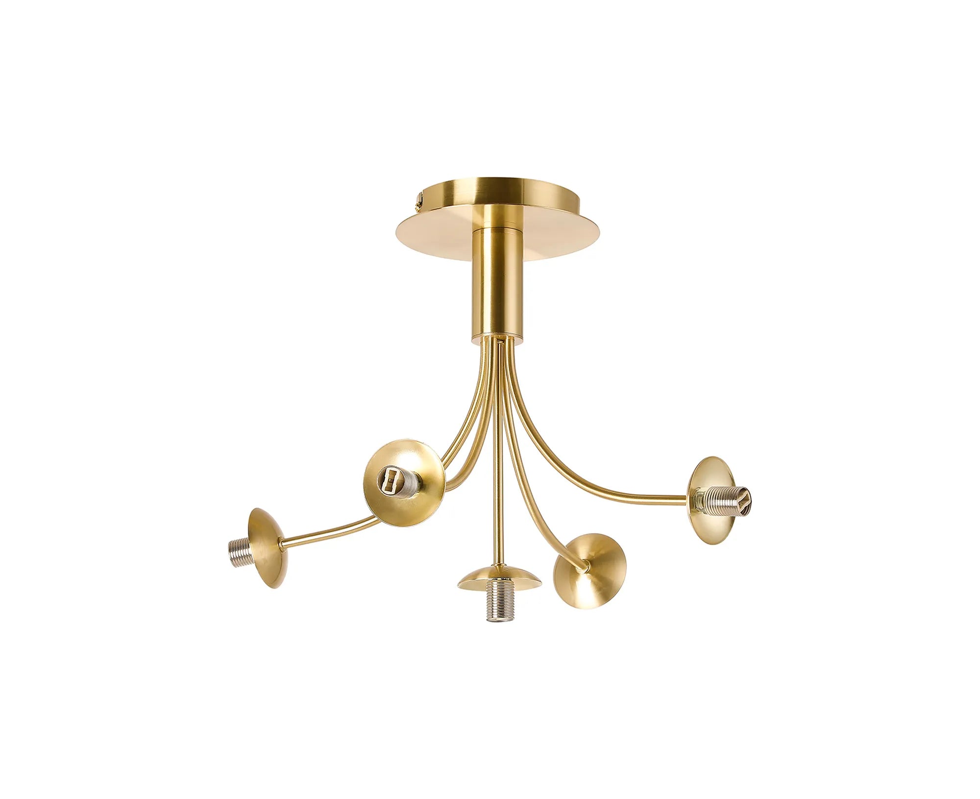 Deacon Semi-Flush Curved Arm Ceiling Light - (Frame Only) 5 Light - Satin Gold