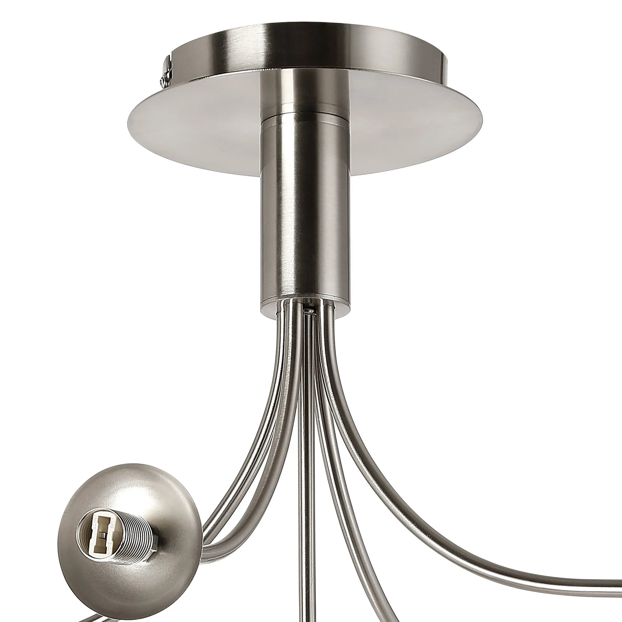 Deacon Semi-Flush Curved Arm Ceiling Light - (Frame Only) 5 Light - Satin Nickel