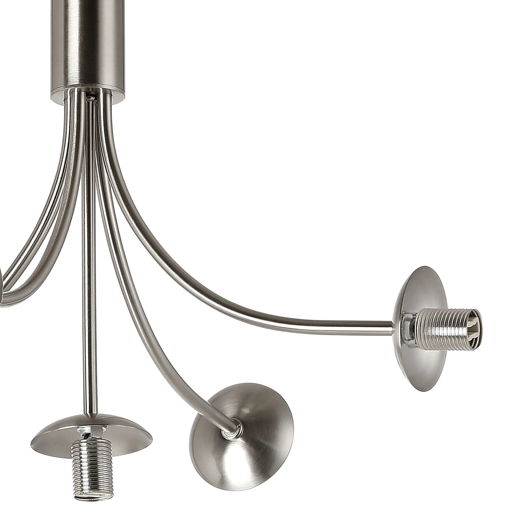 Deacon Semi-Flush Curved Arm Ceiling Light - (Frame Only) 5 Light - Satin Nickel