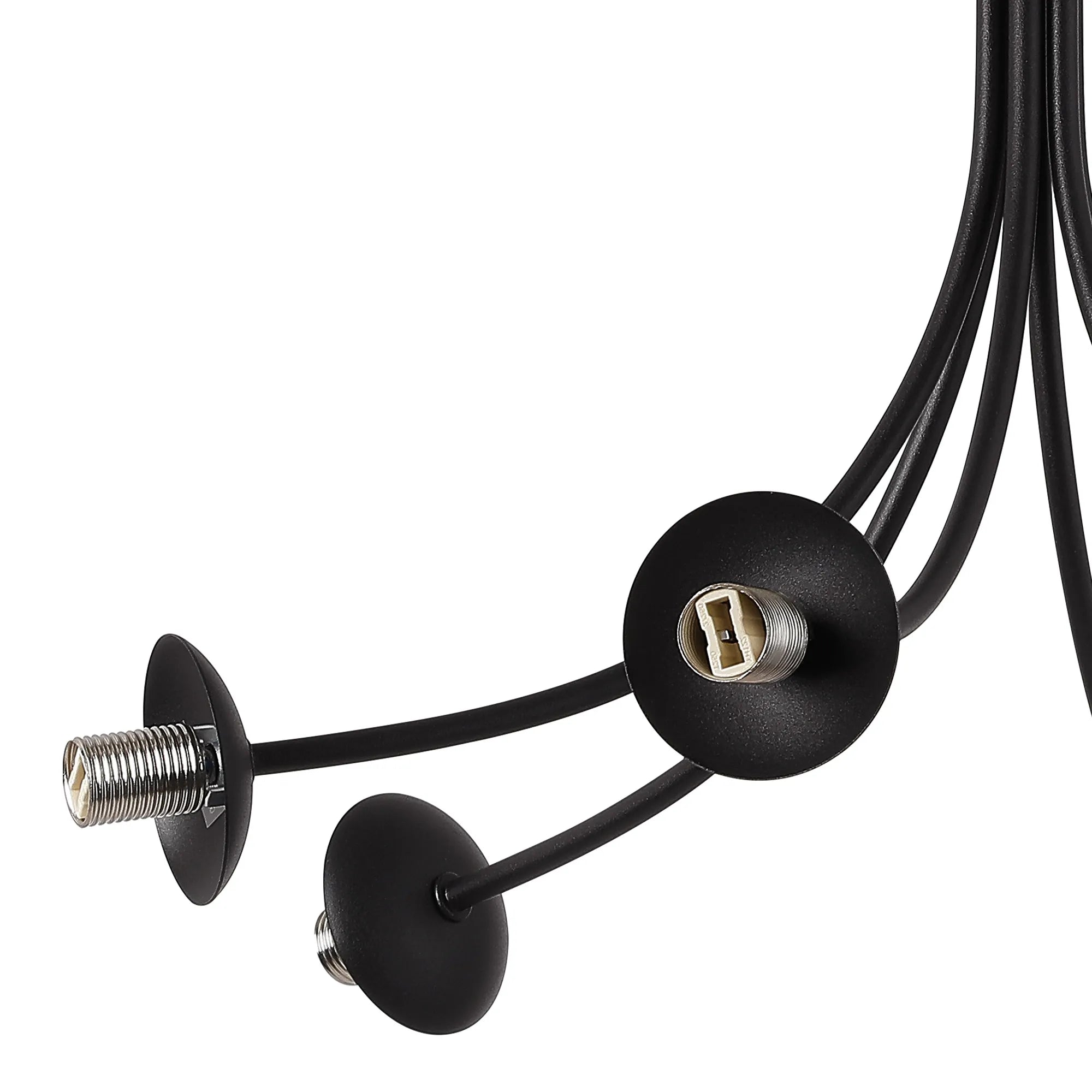 Deacon Semi-Flush Curved Arm Ceiling Light - (Frame Only) 6 Light - Satin Black