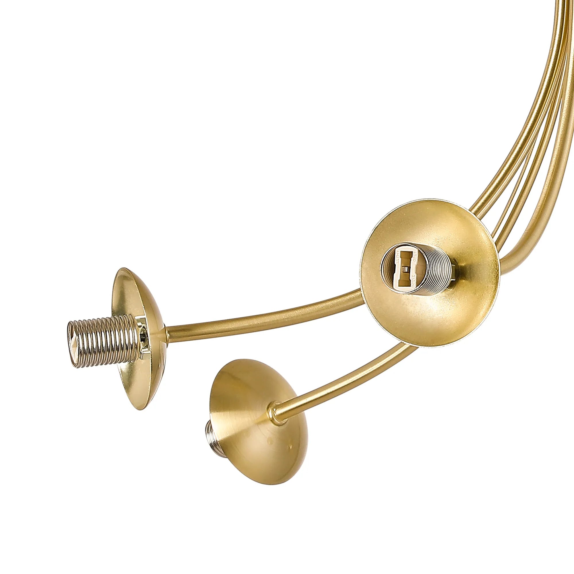 Deacon Semi-Flush Curved Arm Ceiling Light - (Frame Only) 6 Light - Satin Gold