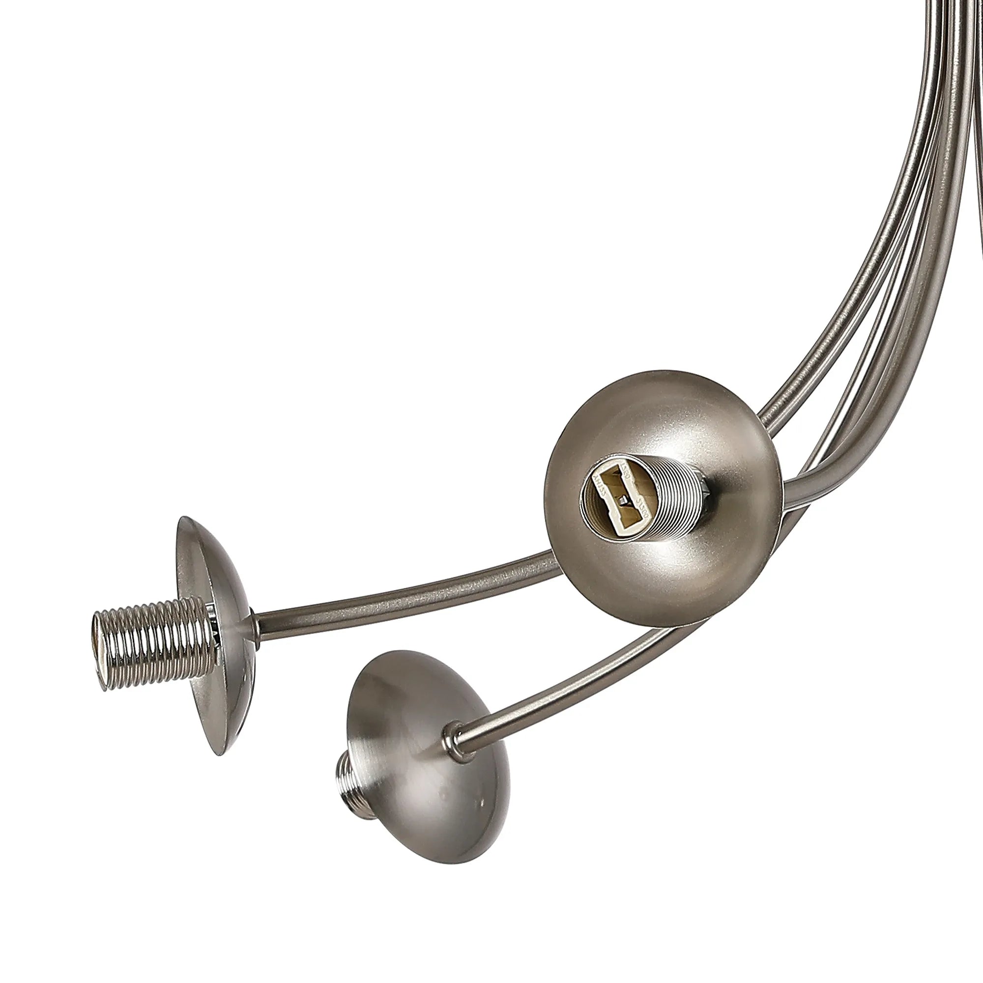 Deacon Semi-Flush Curved Arm Ceiling Light - (Frame Only) 6 Light - Satin Nickel