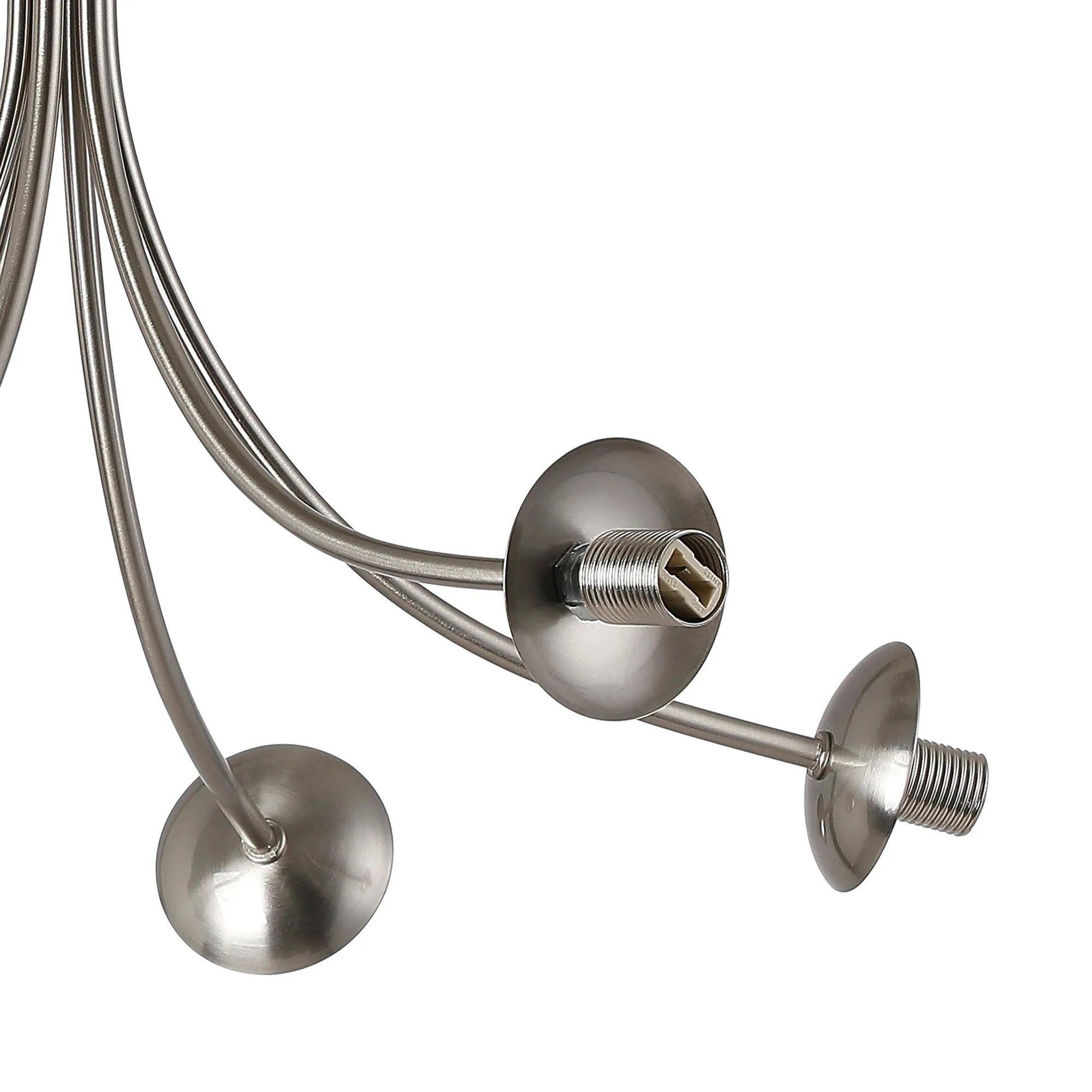 Deacon Semi-Flush Curved Arm Ceiling Light - (Frame Only) 6 Light - Satin Nickel