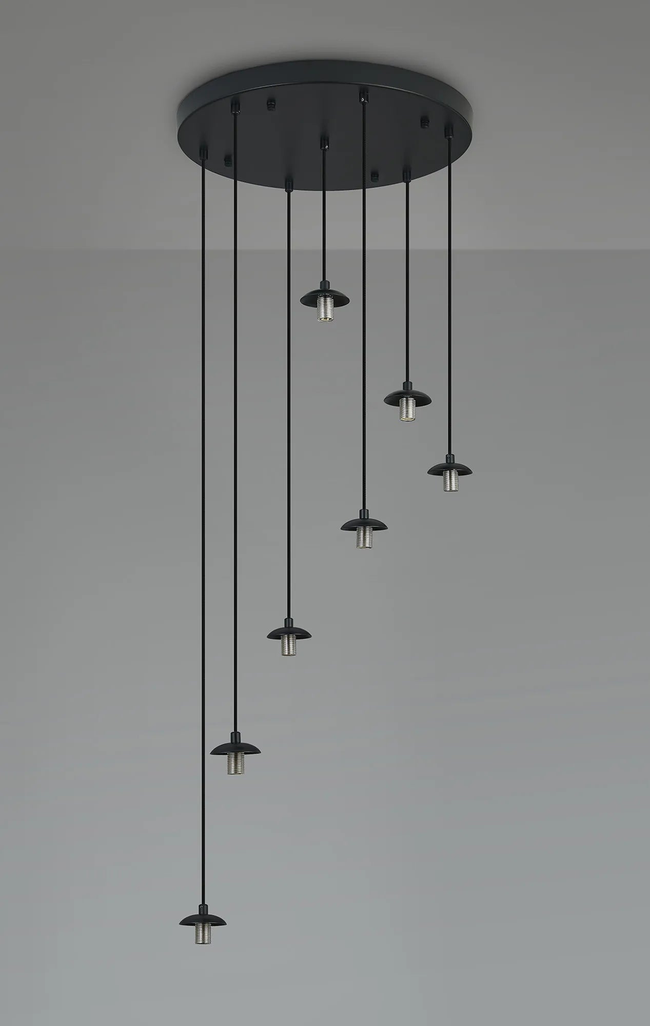 Deacon 40cm Round Pendant (Frame Only) 7 Light - Satin Black