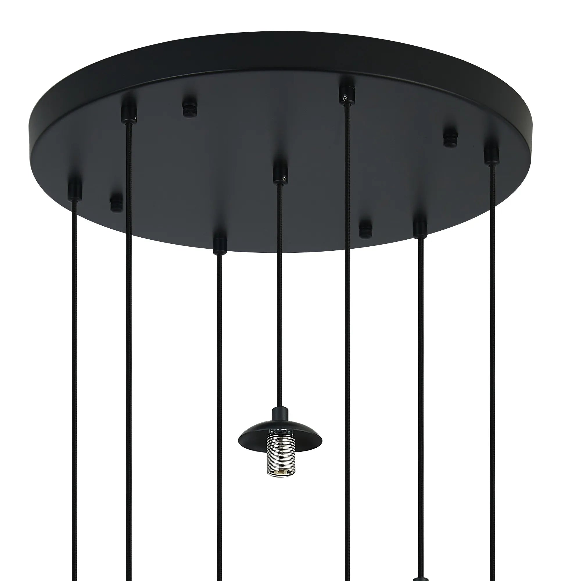 Deacon 40cm Round Pendant (Frame Only) 7 Light - Satin Black