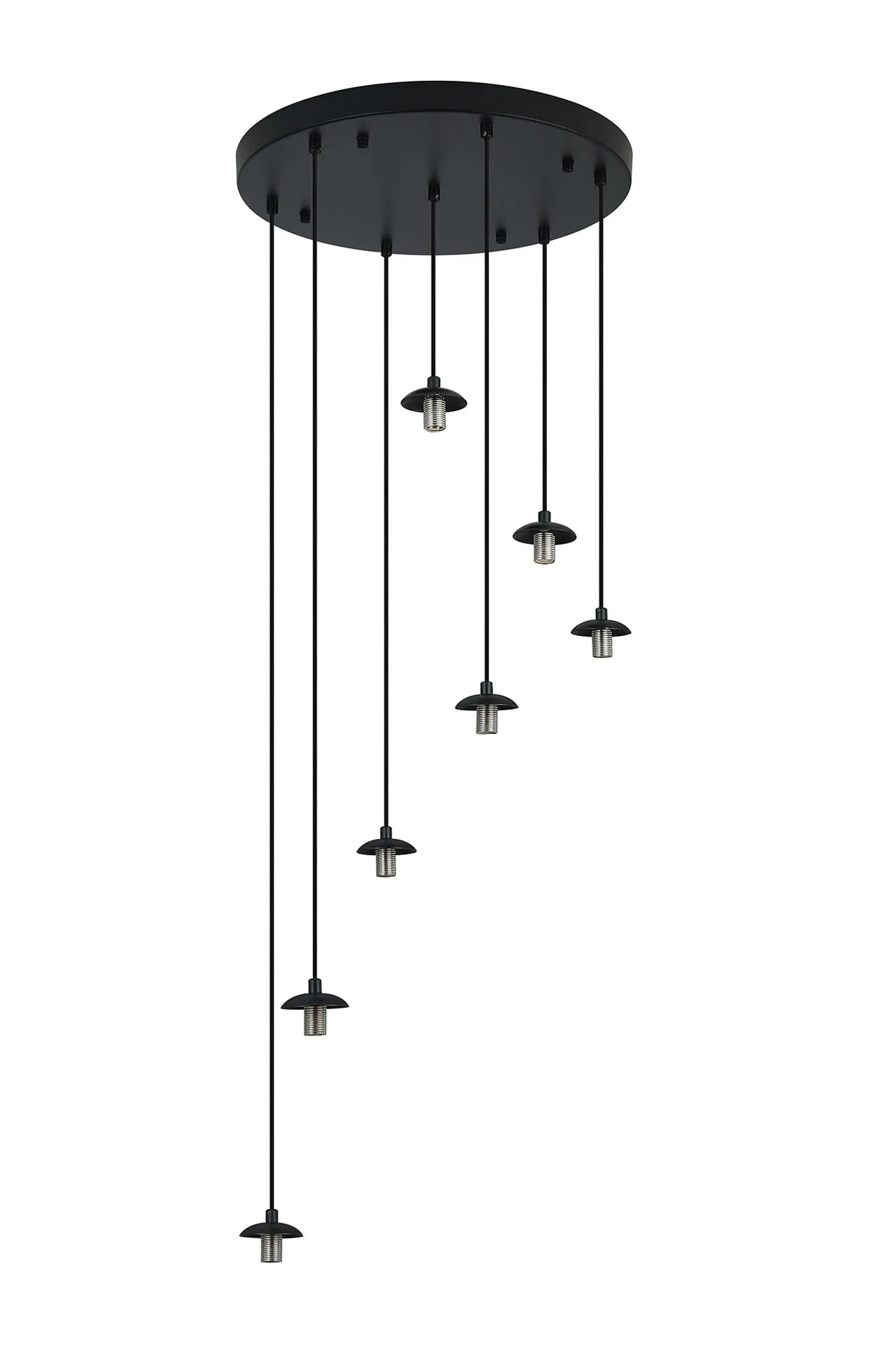 Deacon 40cm Round Pendant (Frame Only) 7 Light - Satin Black