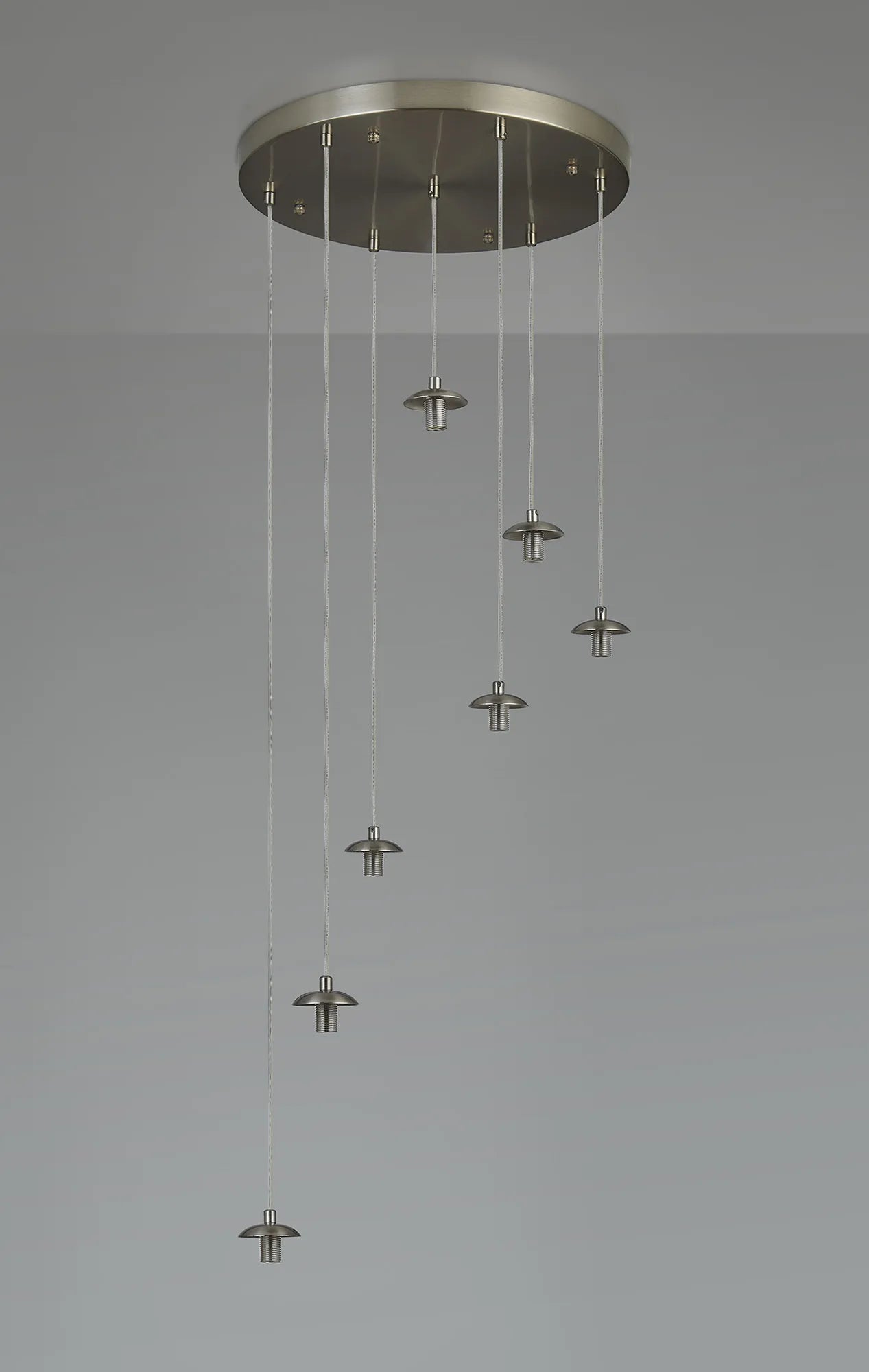 Deacon 40cm Round Pendant (Frame Only) 7 Light - Satin Nickel